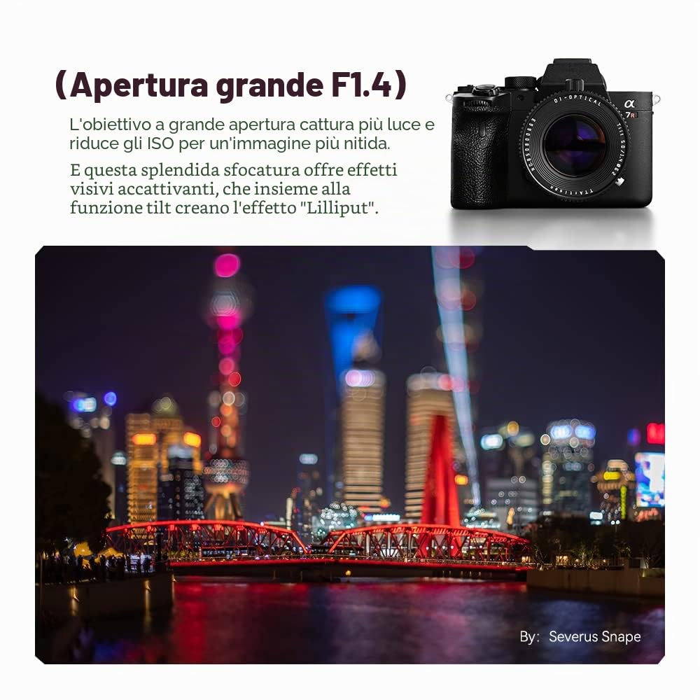 TTartisan 50mm F1.4 Tilt Obiettivo, Compatibile con Fotocamere Mirrorless Canon RF-Mount Full-Frame EOS-R RP R5 R6 R6II