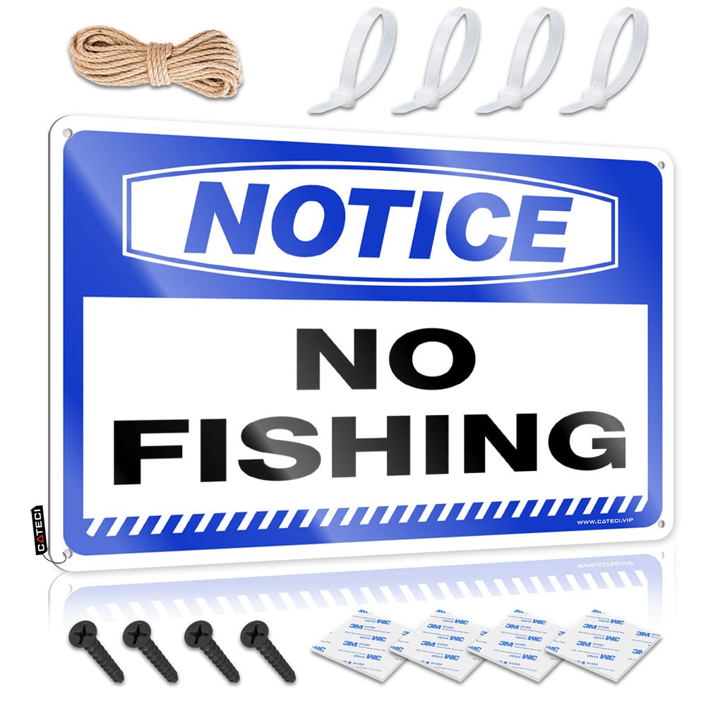 HELIOFORGE Tin Sign Funny Notice No Fishing Tin Sign Funny Street Signs Backyard Bar Sign(30X40CM)