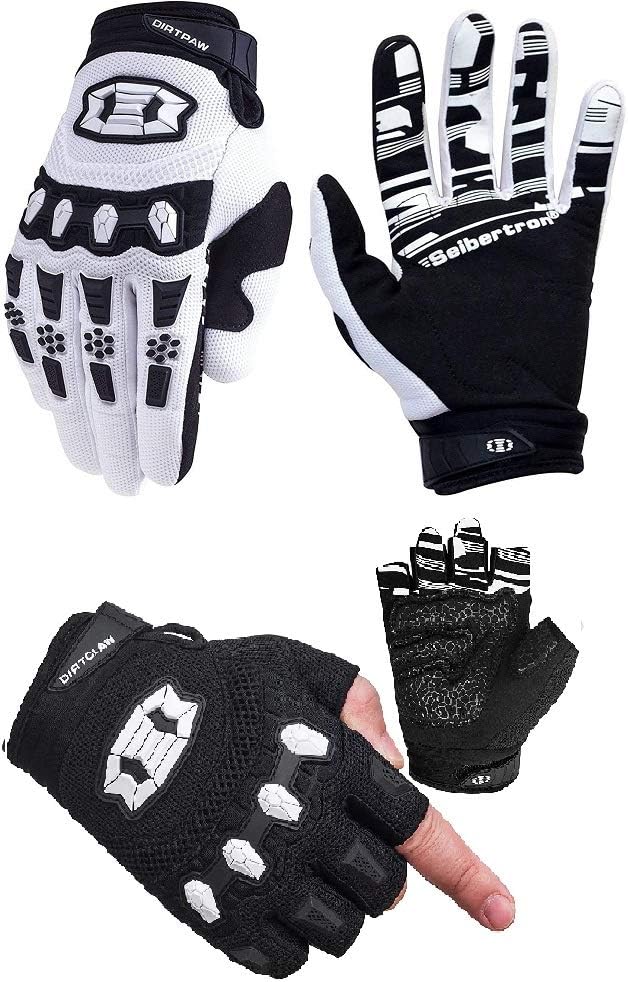 Seibertron Youth White M and Dirtclaw Youth Black M Gloves