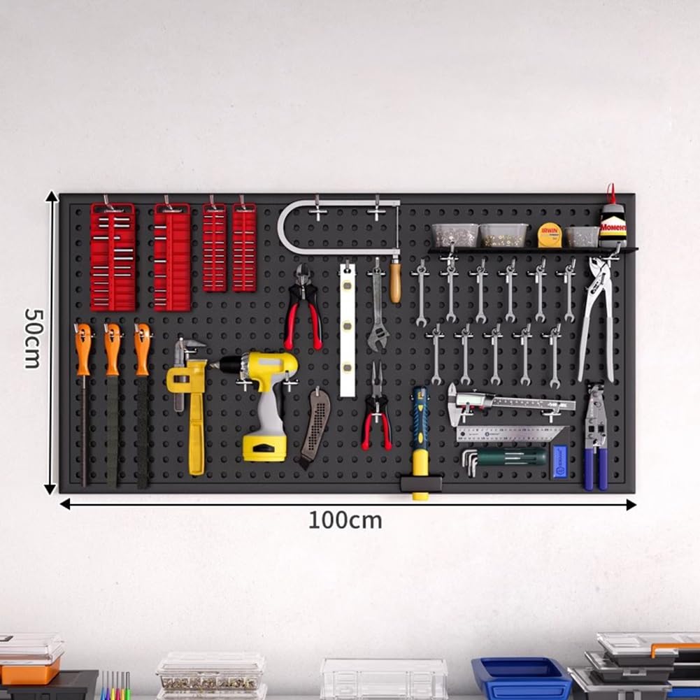Tablero perforado de acero Wall Control: paneles perforados de metal para pared para almacenamiento de herramientas en garaje, organizador de herramientas con ganchos para banco de trabajo y taller(10