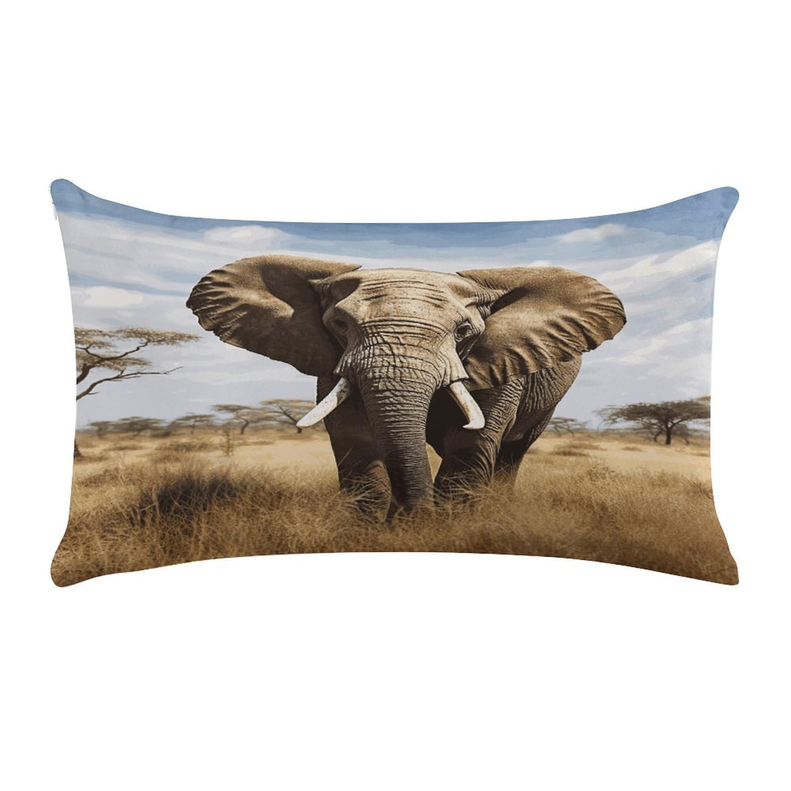 VstaDank Elephant Pillow Cover Pillowcase for All Seasons Short Plush Body Pillow Case Soft Cozy Fuzzy Lumbar Long Pillow Cover for Bed Sofa Bench 20 X 12 Inches