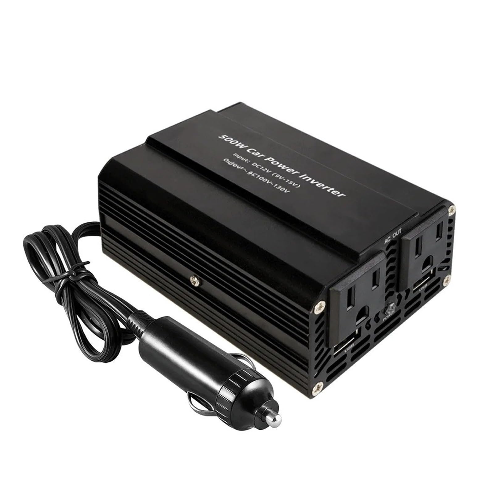 Inversor De Corriente para Coche 300 W 500 W 1500 W 2000 W 2600 W 4000 W 60 Hz CC A CA para Cargar Teléfonos Portátiles Portátil(500W Black)