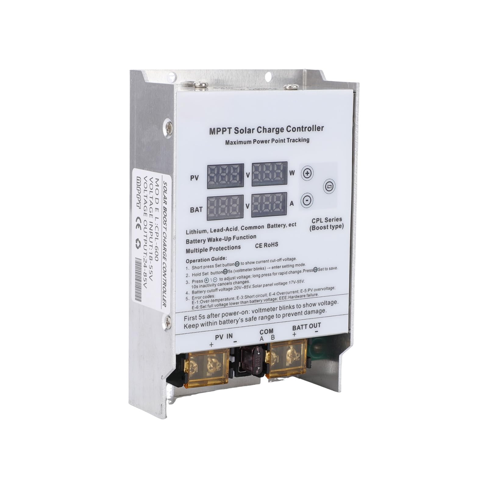 Topiky Cargador de Controlador Solar MPPT de 600W, Regulador Elevador de
