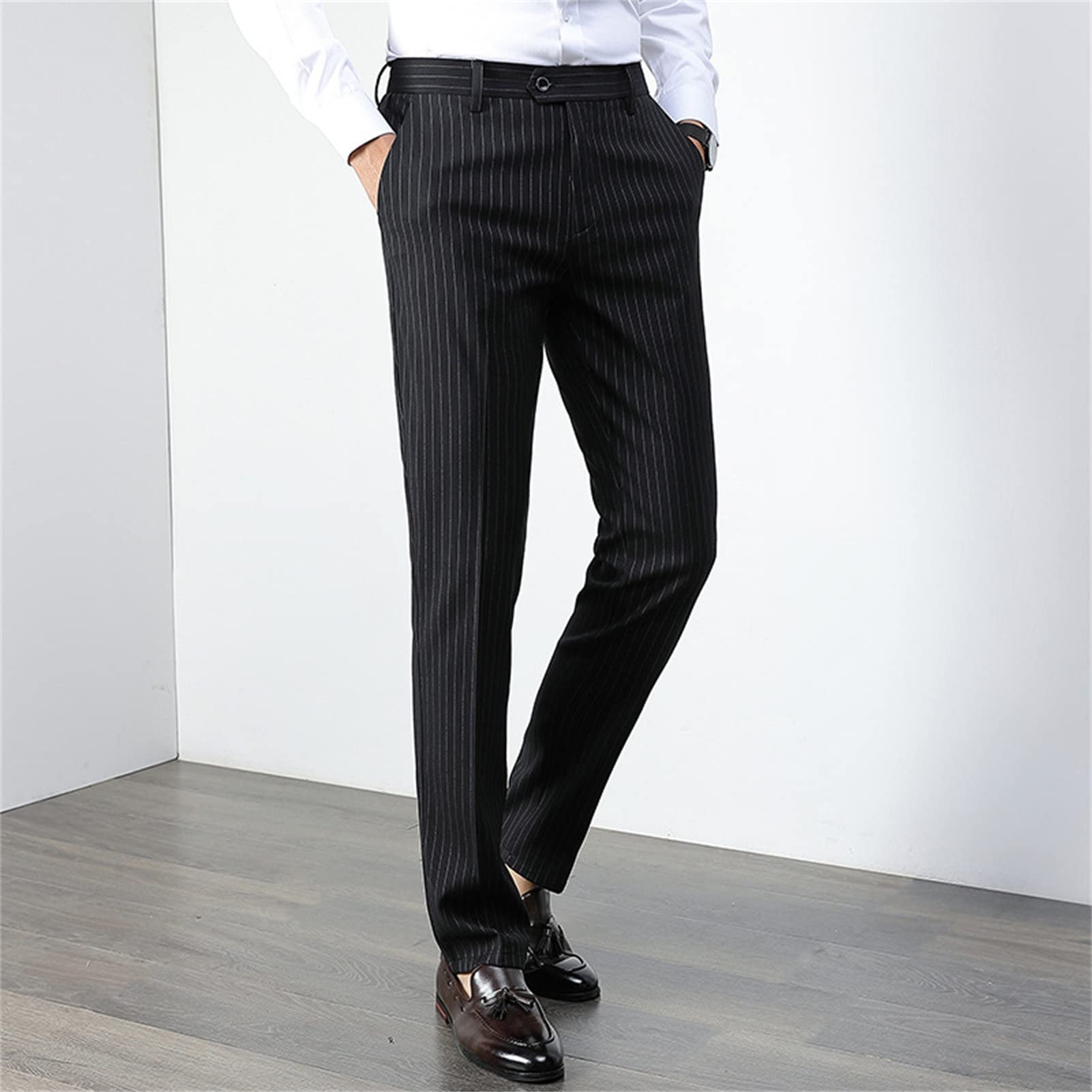 スーツ ORIMI PERFECT SLACKS (LAME STRIPE)size3 Maiyifu-GJ Men Slim Stretch Dress Pant Pinstripe Skinny Comfort