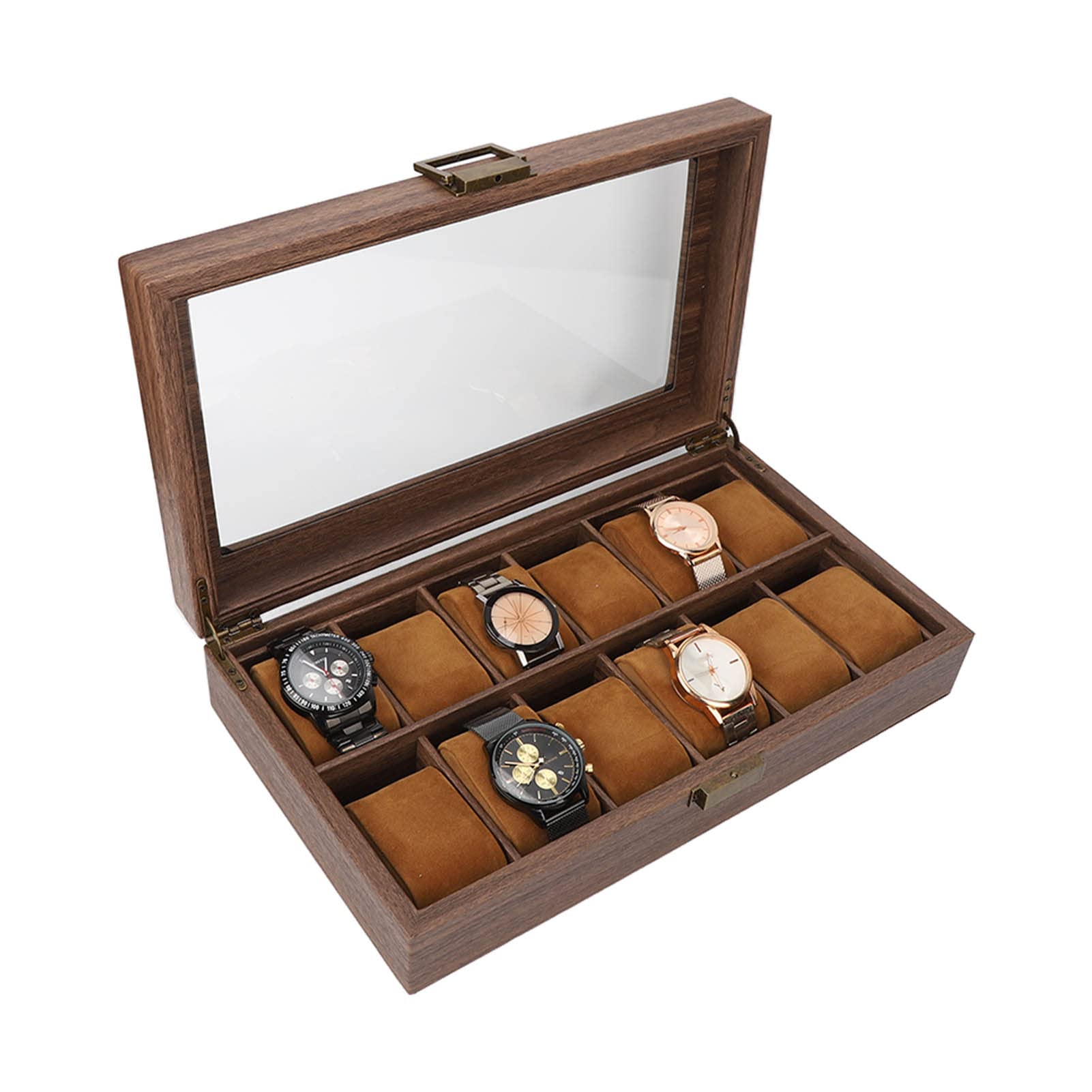 TOPINCN Caja Organizadora para Relojes, Estuche de Almacenamiento de Lujo con 12 Compartimentos para Uso Doméstico y de Oficina, con Cuero PU e Interior de Franela