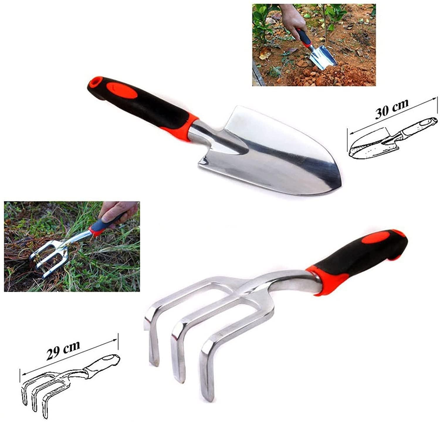Kit Jardinage Acier Haute Teneur Carbone, Poignée Ergo Antidérapante
