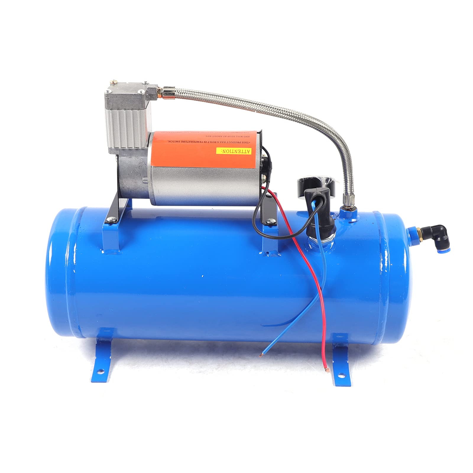 Sprężarka powietrza, zestaw 6 l, kompresor sprężonego powietrza, 150 psi, 12 V, 6 l, 4 trąbki