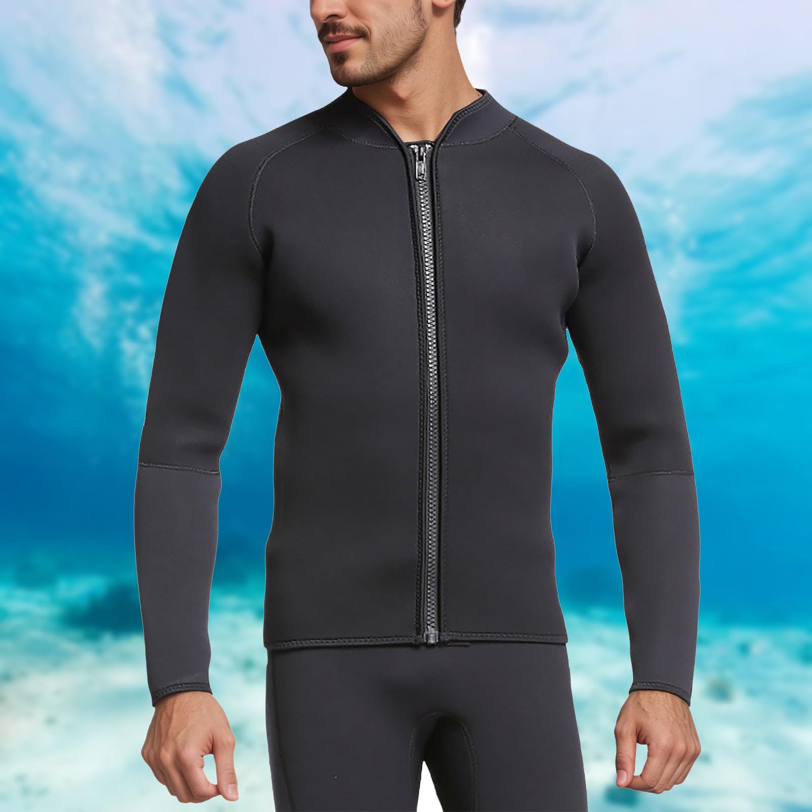 Herren Neoprenanzug Tauchen Surfwear Langarm Athletic Casual Shirt für Wassersport Aktivitäten Badesee Schwimmen Training