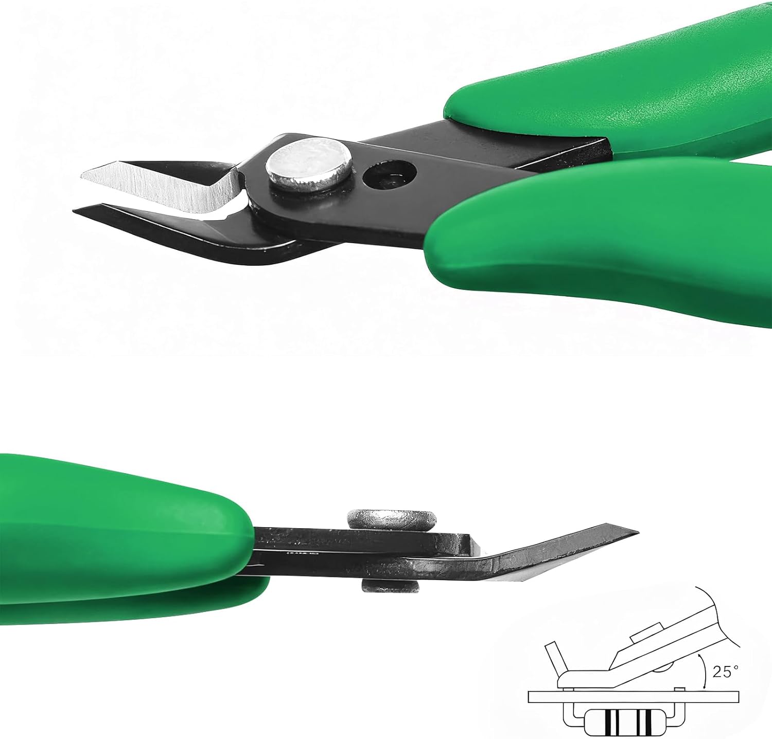 Micro Wire Cutter 5-inch,Precision Flush Cut Nippers,Small Side Cutting Pliers for Jewelry,Electronics,3D Printing,Plastic Models,Green