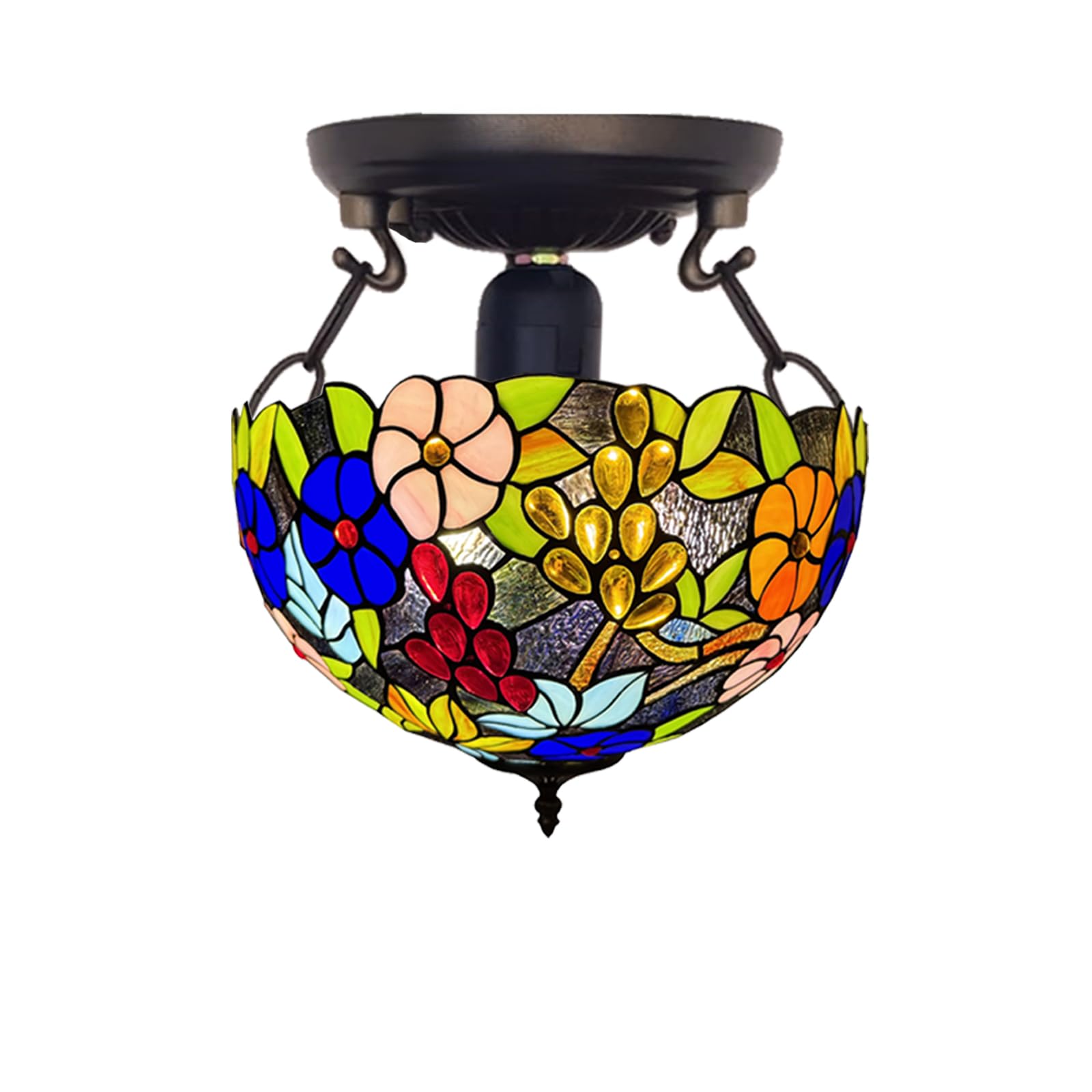 Auroh Tiffany Ceiling Lights 16 inch Vintage Pastoral Gorgeous Flowers Lamp Shade Handcrafted Ceiling Lamps for Living Room Decor Home Decor Lounge