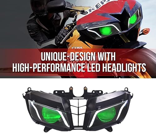 Miniatura 10 de KT Conjunto de faros delanteros LED para CBR600RR 2013-2022 Blue Demon Eyes de fibra óptica blanca modificada personalizada motocicleta Sportbike