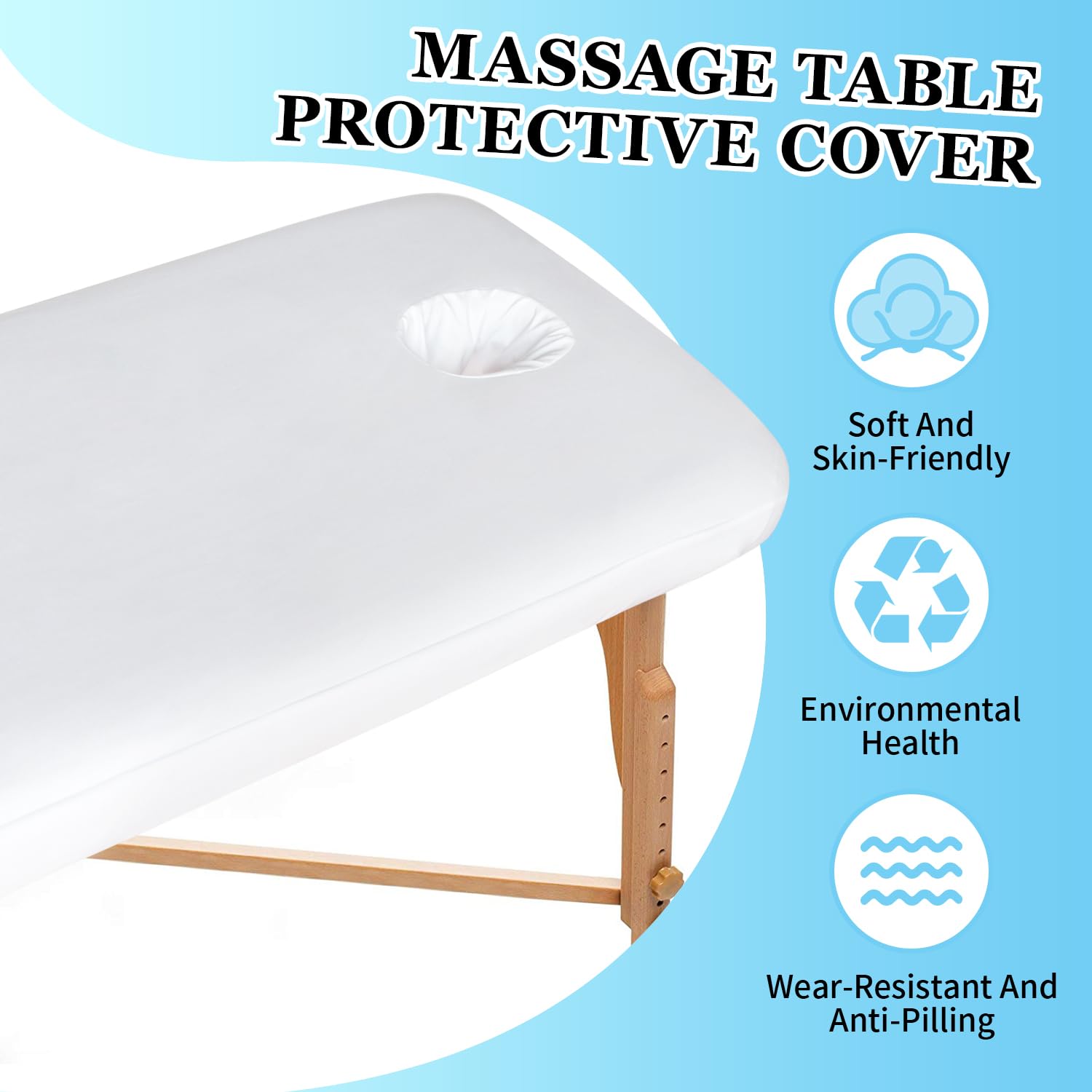2 Rivestimenti di Tensione Per Lettini Massaggianti, Resistenti All'olio Con Foro, Rivestimento in Poliuretano Resistente All'olio, Per Tavoli Cosmetici e Panche, 70 x 190 cm(Bianco)