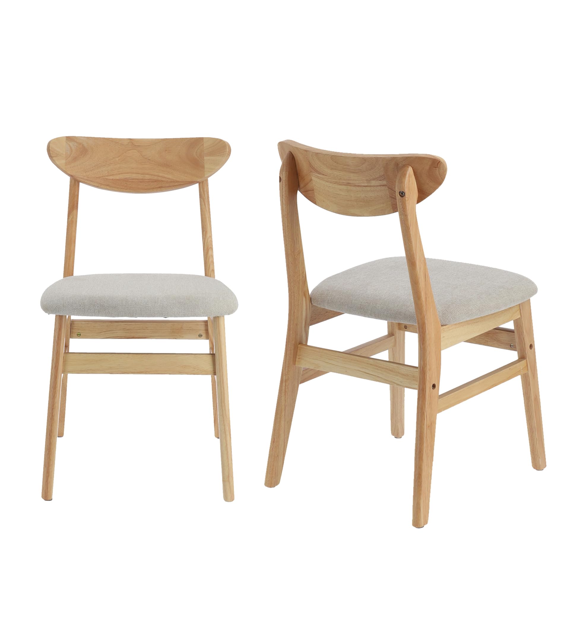 Home Heavenly®Pack de 2 sillas de Comedor Dover Estilo nórdico, Silla de Madera para Comedor Cocina Restaurante o Bar con Asiento tapizado en Color Beige