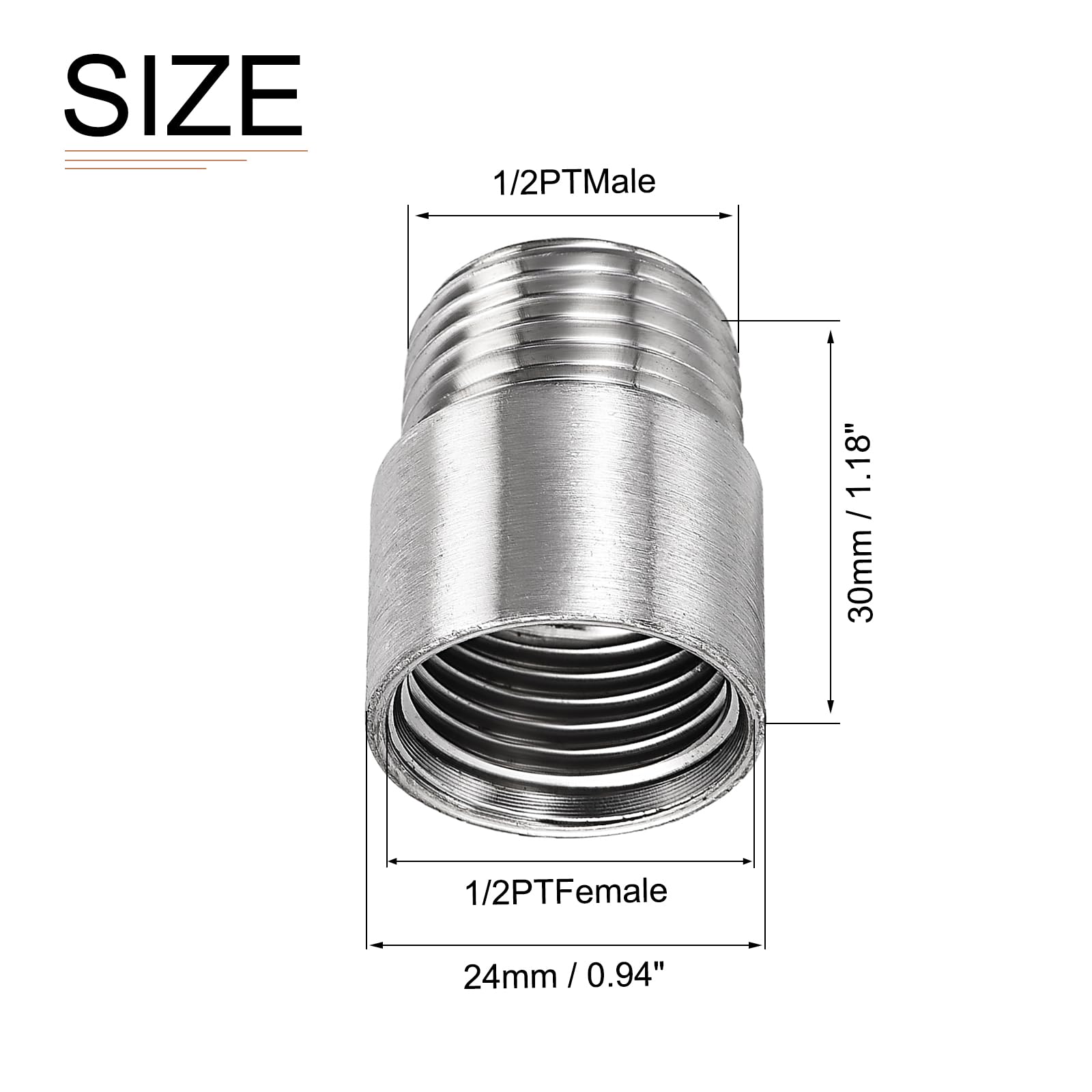 DTGN 1.18"x0.94"(LxD) Shower Head Extension Tube Pipe Fittings, 1Pack, Good for Bathroom - Image 2