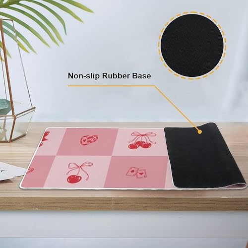Miniatura 3 de Retro Cute Cherry Mouse Pad Large Gaming Keyboard with Non-Slip Rubber Base Smooth Face Desktop Mat for Keyboard and Mouse Pad Mat Home Desk