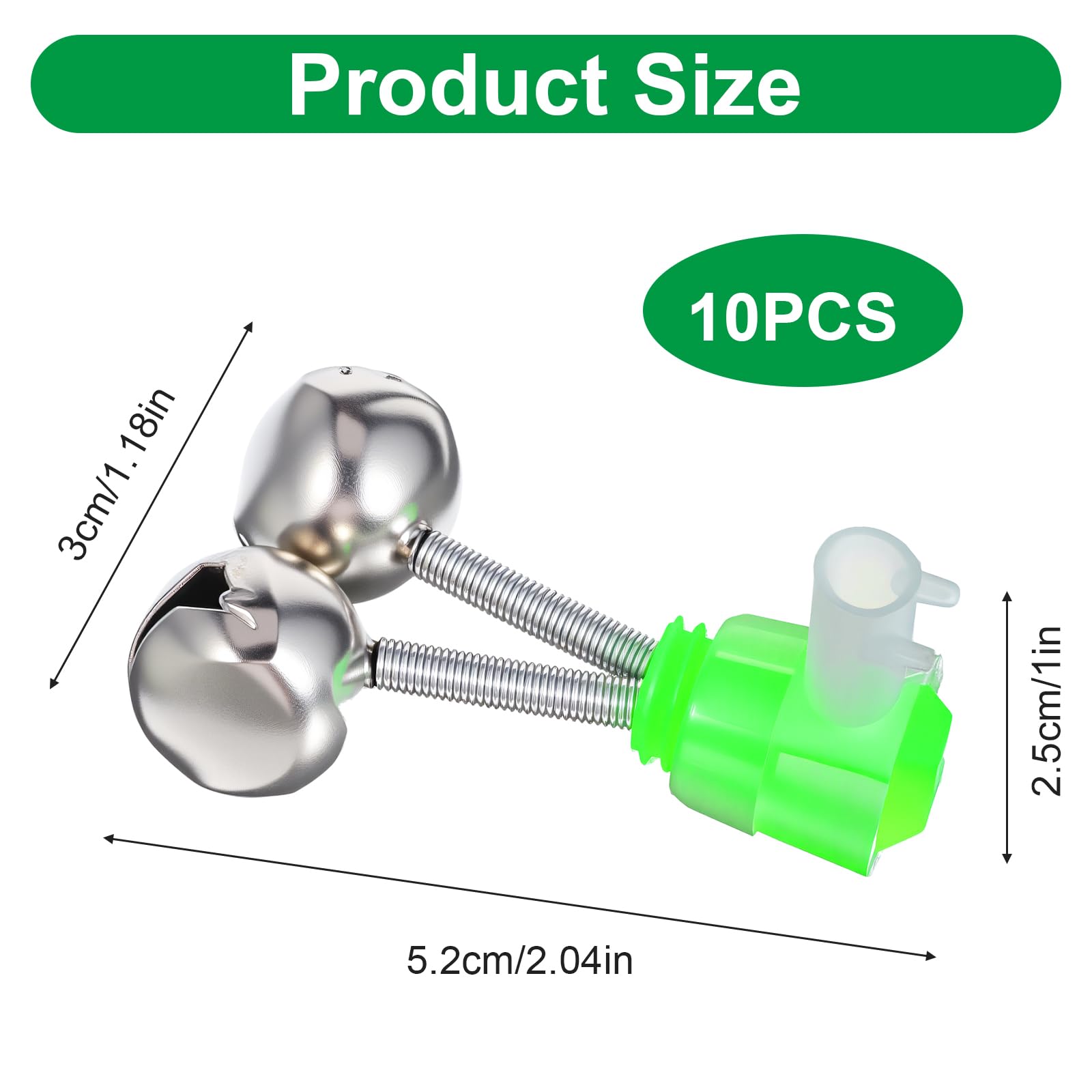 10 campanas de pesca con clip en espiral para alarmas de caña de pescar, alarmas de mordida, alarmas de alarma, pinzas en espiral, campanas de pescado, para pesca marina, pesca nocturna, pesca marina
