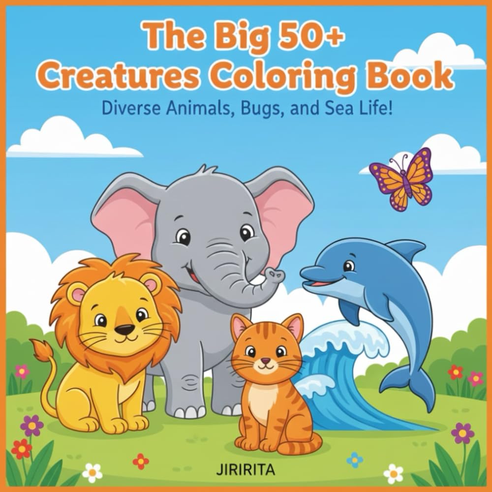 The Big 50+ Creatures Coloring Book: Diverse Animals, Bugs, and Sea Life! (JIRIRITA's Coloring Books)