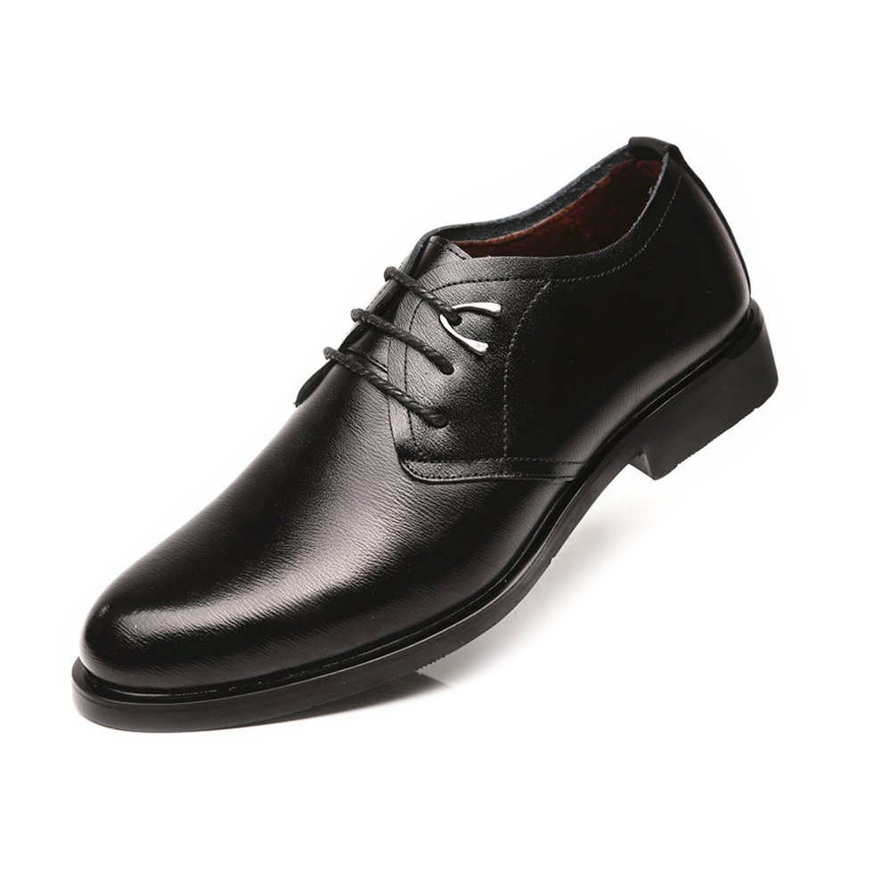 Classic Men's Shoes Formal PU Leather Lace Up Soft Sole Flats Winter  Dress Shoes for Gentlemen (Color Black, Size UK)