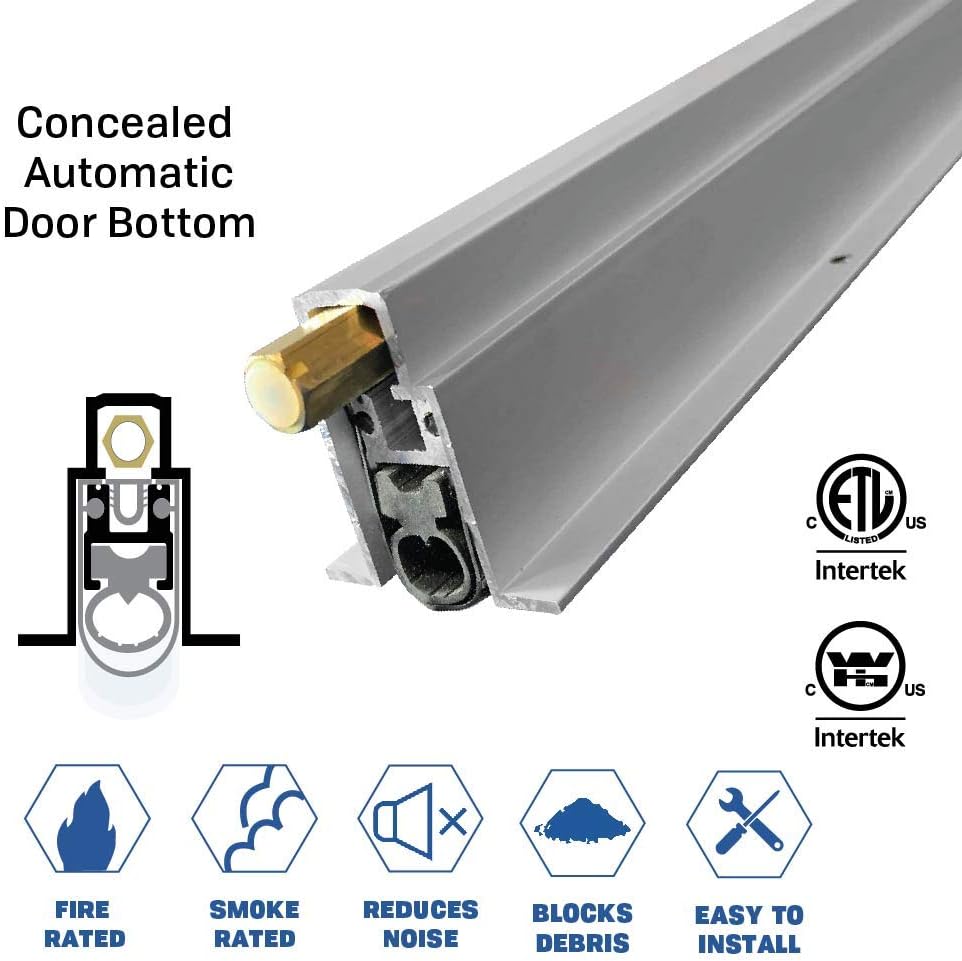 Fire Rated/Concealed Automatic Door Bottom with Double Jacket Solid Rubber Extrusion, Heavy Duty (7963CA), SMS #6 x 1/2'' Supplied, (36'' L x 1-9/16'' L x 15/16'' W)