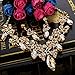 BriLove Women's Costume Fashion Crystal Floral Vine Leaf Statement Necklace Dangle Earrings Set