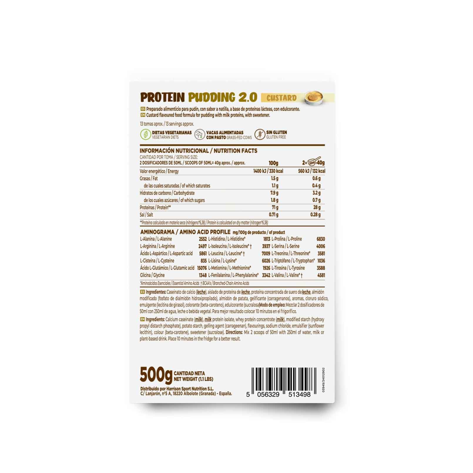 Pudding Proteico 2.0 HSN 500g Natillas Alto en Proteínas Sin Gluten Vegetariano