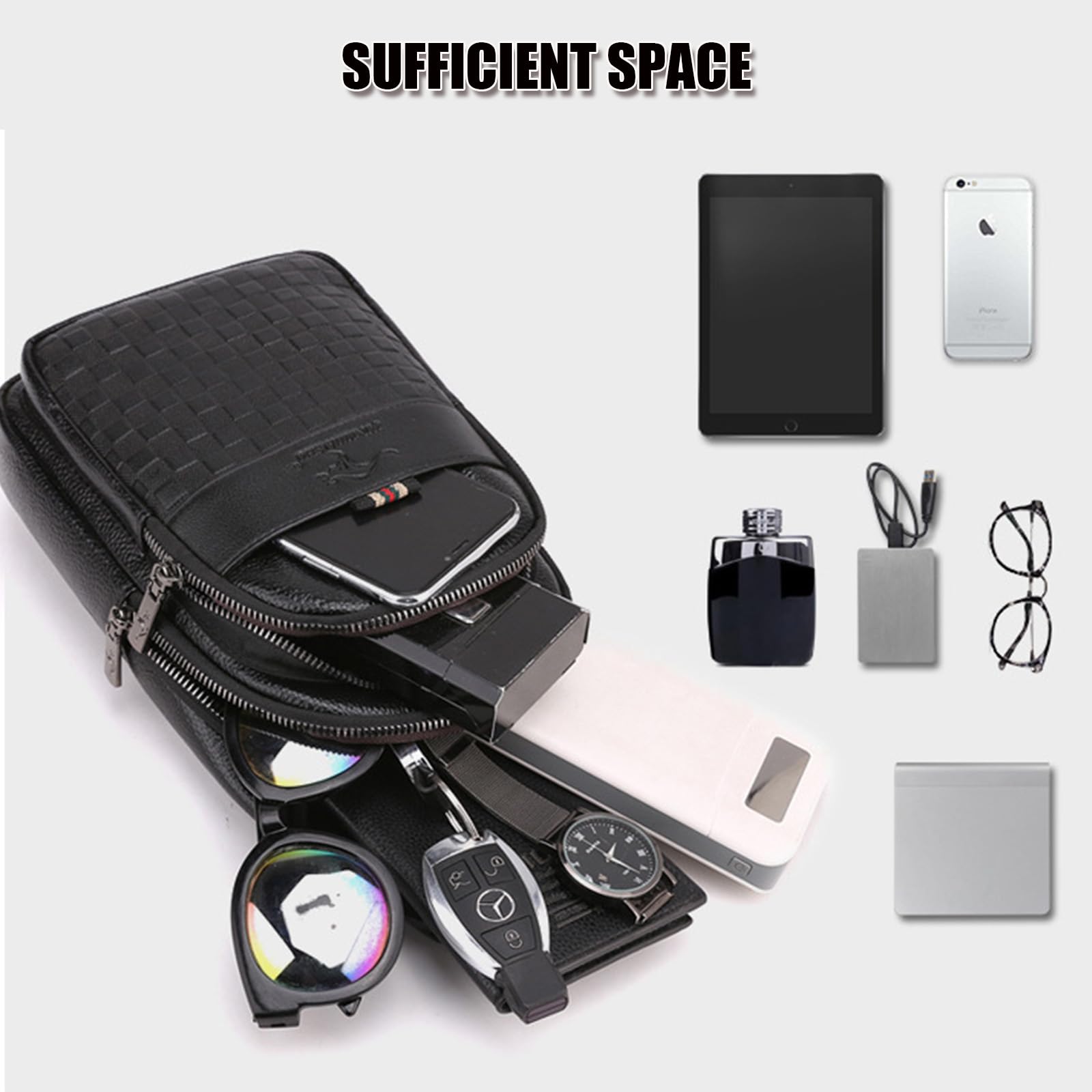 WenbonesBorsello Uomo Tracolla Zaino Monospalla Uomo Pelle Borsa a Tracolla Piccolo Impermeabile Spalla Sling Bag Piccolo Crossbody per Lavoro,Sport e Tempo Libero, Ciclismo, Sport e Viaggi