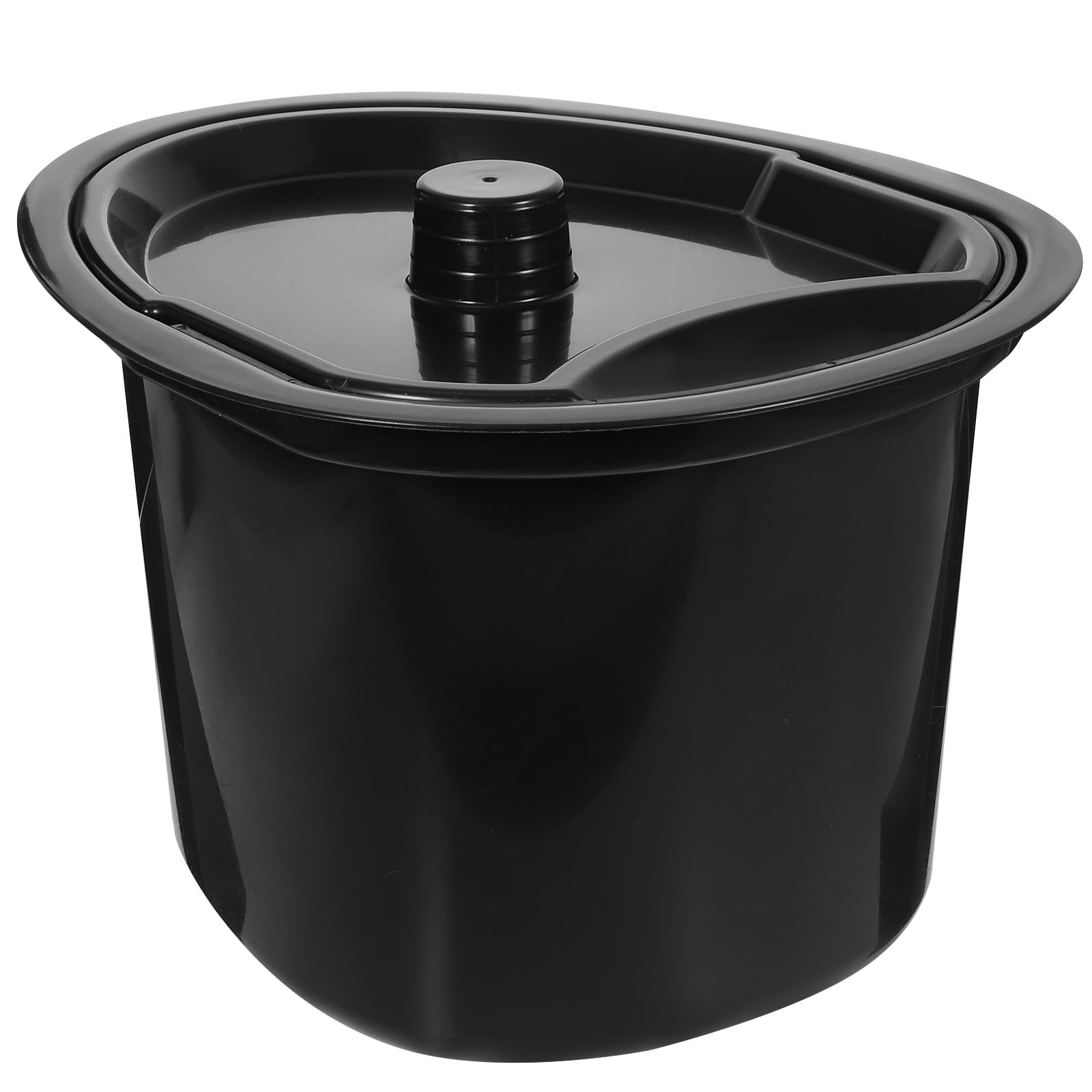 Seau Toilette 5l en Plastique Noir avec Couvercle, Pot de Nuit Portable, Bassin de Lit pour Urine, pour Personnes Âgées et Patients