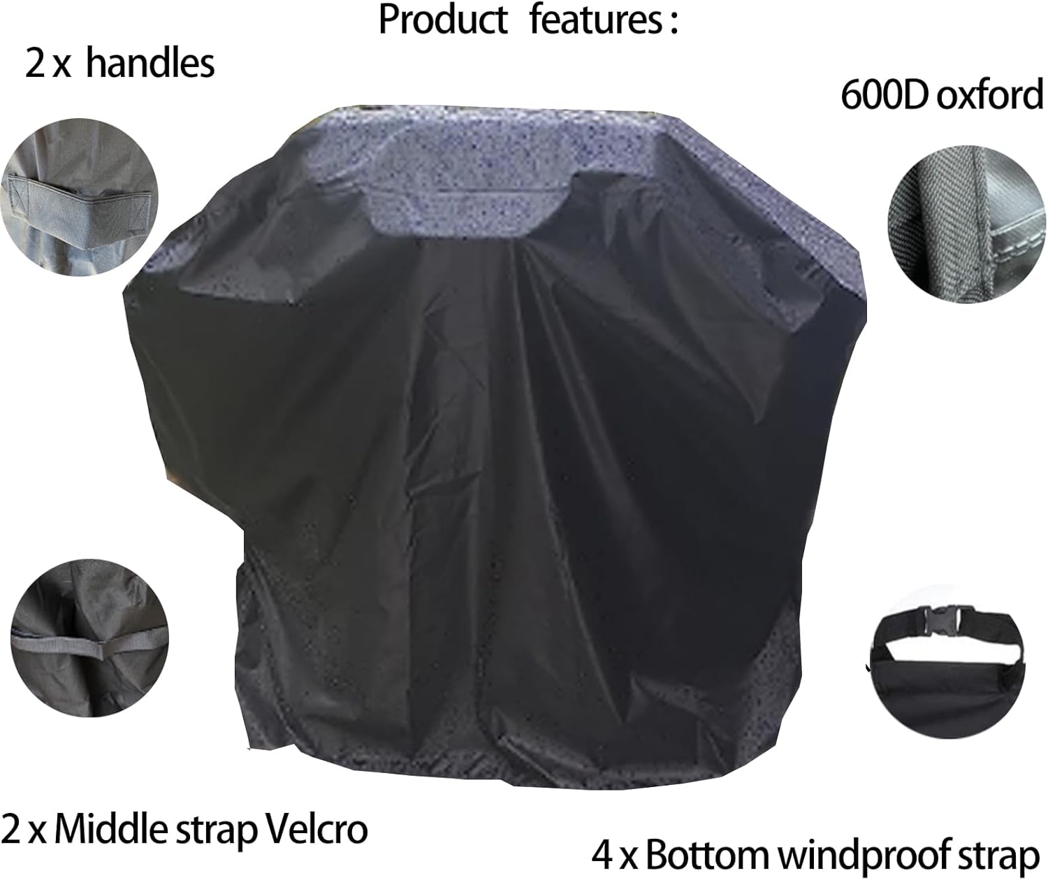 BBQ Grill Cover 40" L x 24" W x 32" H,600D Heavy Duty Waterproof Gas Grill Cover for Weber,Char-Broil,Brinkmann,Nexgrill Barbecue Grills,Barbecue and More,with Adjustable Strap Cover
