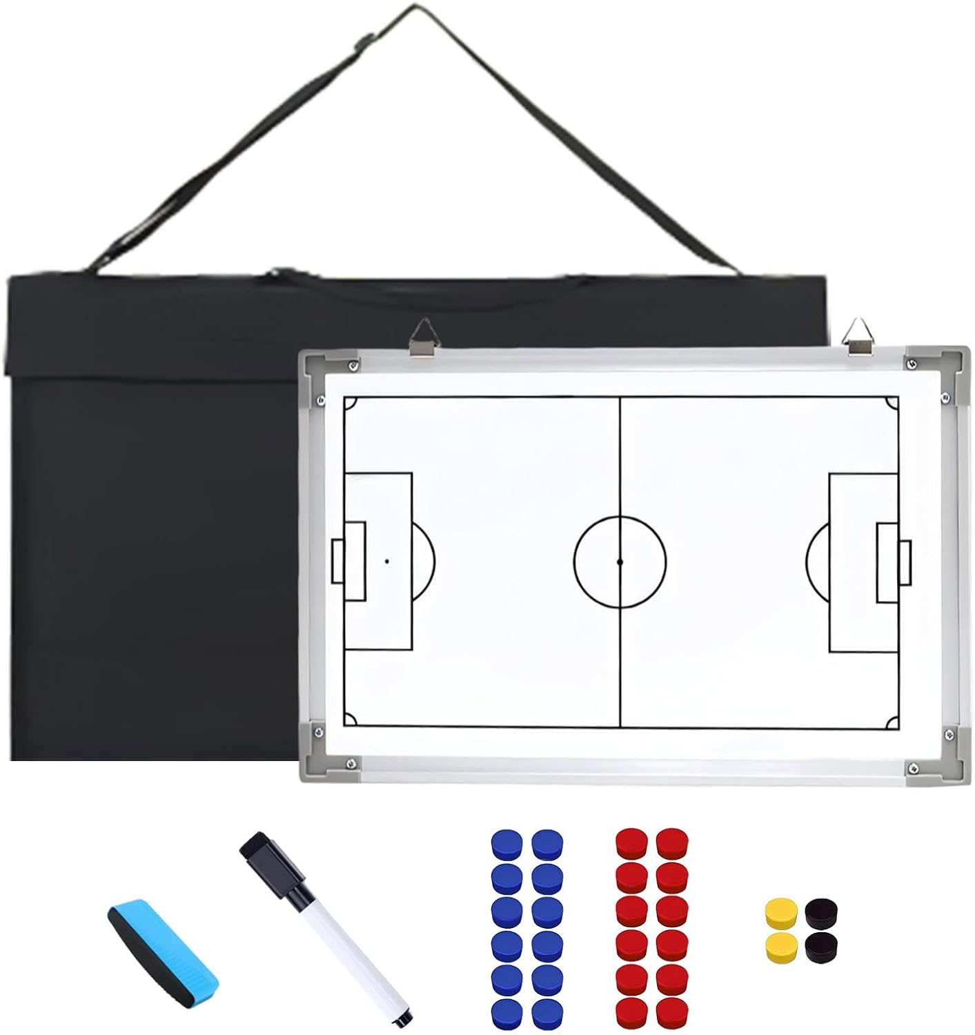 35" x 24" Magnetic Soccer Coaching Whiteboard, Double-Sided Soccer Whiteboard, Large Waterproof Soccer Tactics Board with Marker Pen, Eraser, Bag Deal for Coaches, Soccer Fans, Youth Soccer Teams