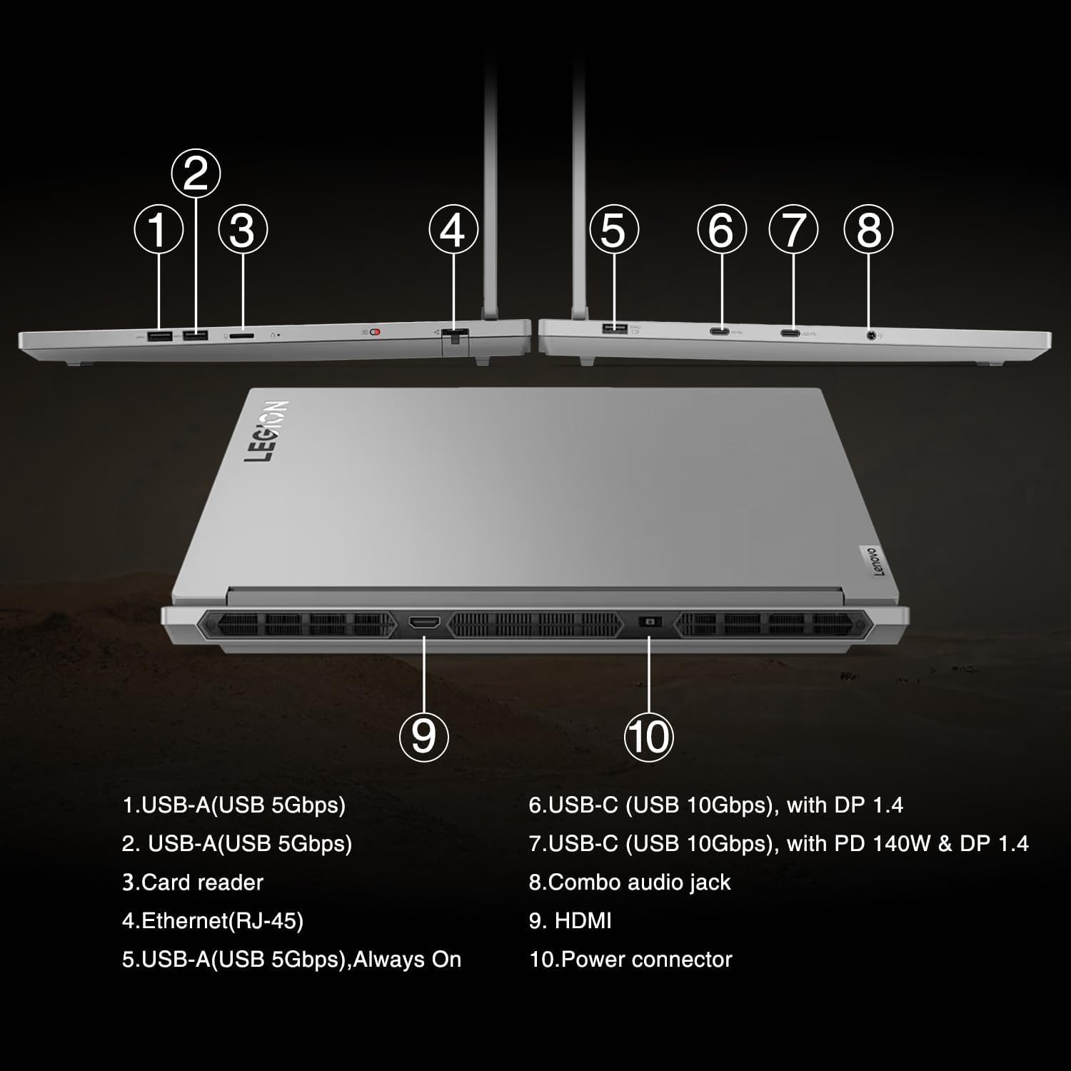 Lenovo Legion 5i Gaming Laptop - 16" WQXGA 165Hz Display, Intel i9-14900HX(24-Core), 32GB DDR5, 2TB SSD, GeForce RTX 4060, Backlit KB, WiFi 6E, Win 11 Pro & MS Office Lifetime, con unità CD/DVD