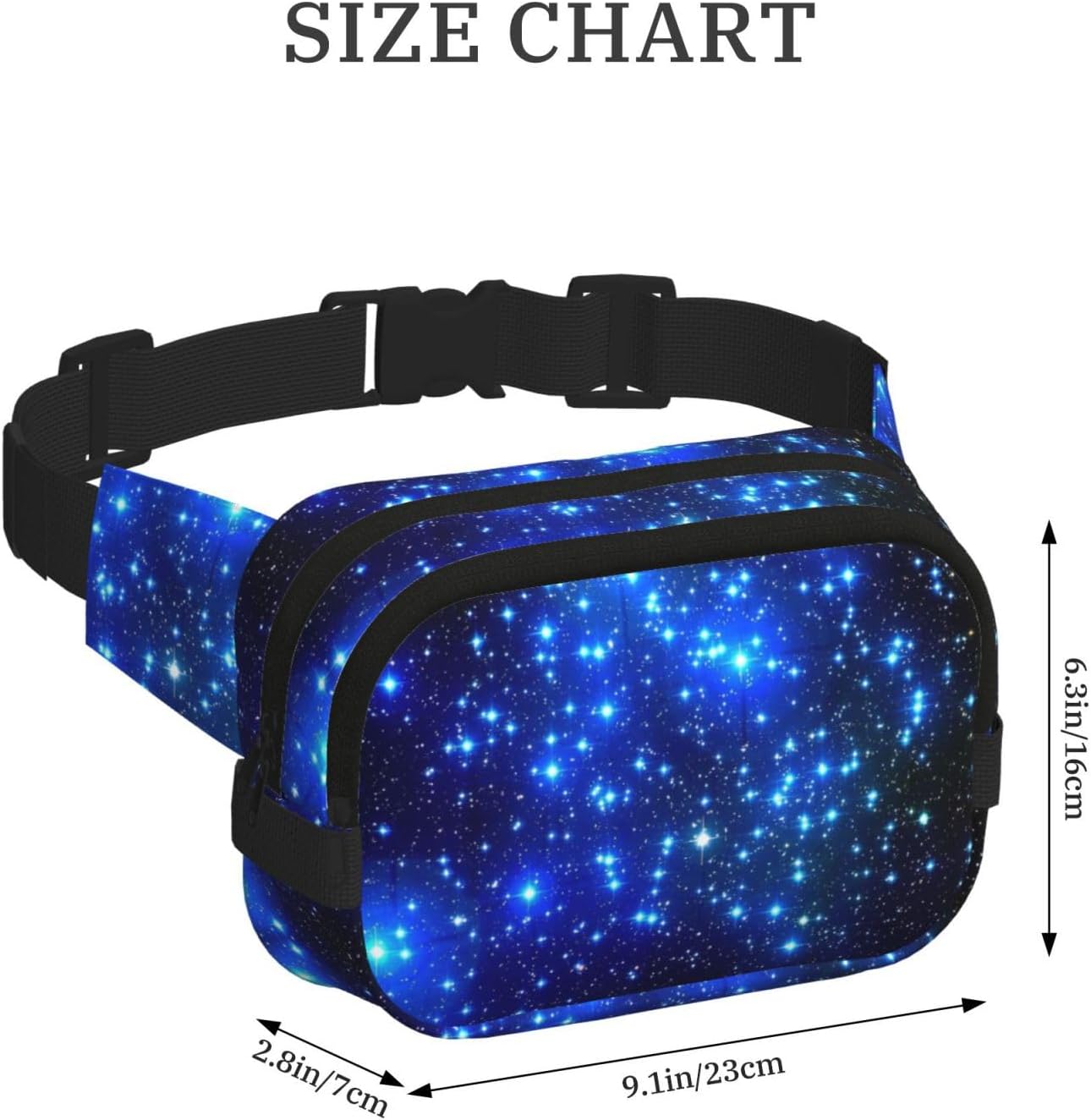 Galaxy Stars print Large Fanny Packs for Women Cute Cross Body Waist Bag Fashionable Fanny Pack