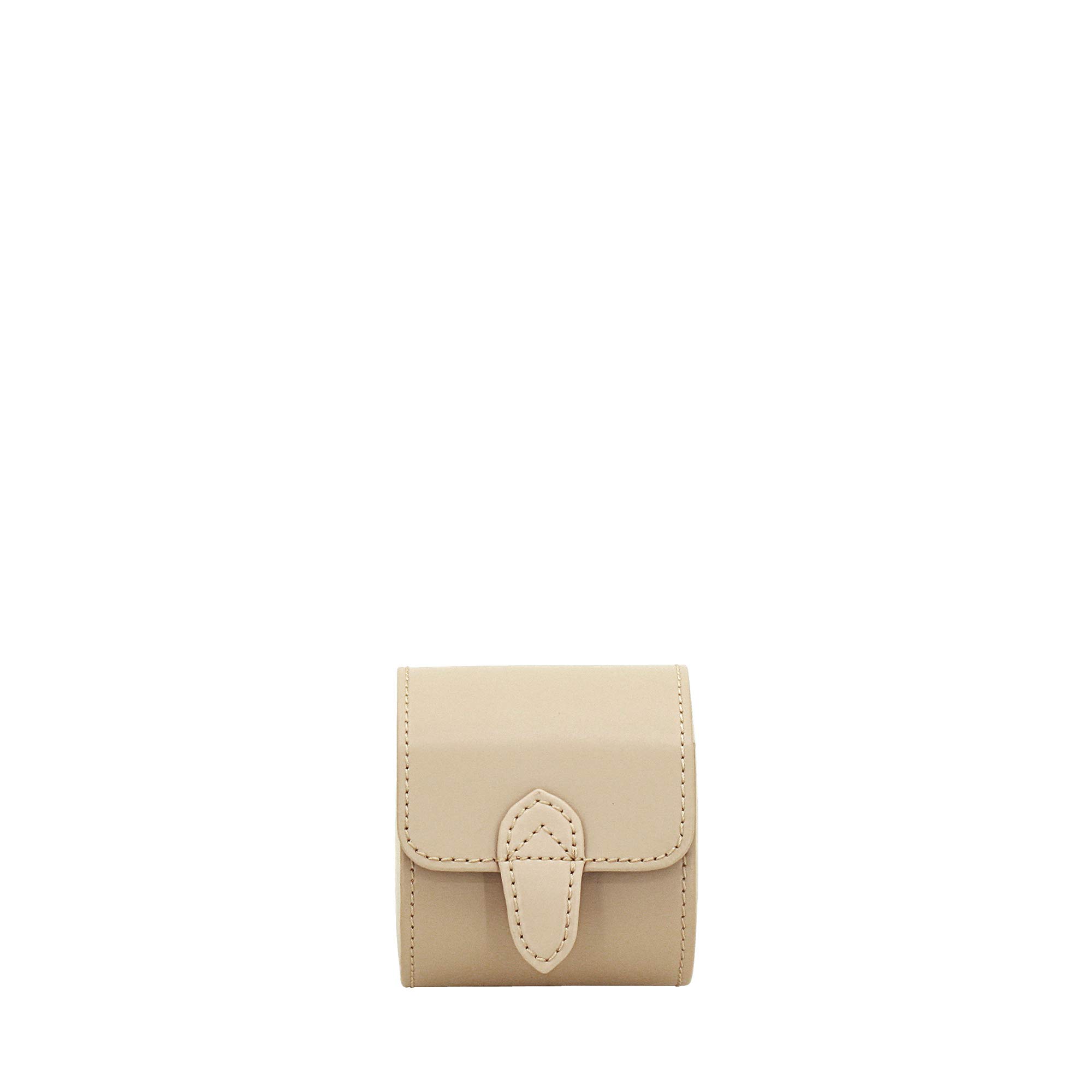 Friedrich23 Uhrenetui - Uhrenrolle Cordoba aus Echtleder in beige – Platz für 1 Uhr – Druckknopf und Uhrenkissen