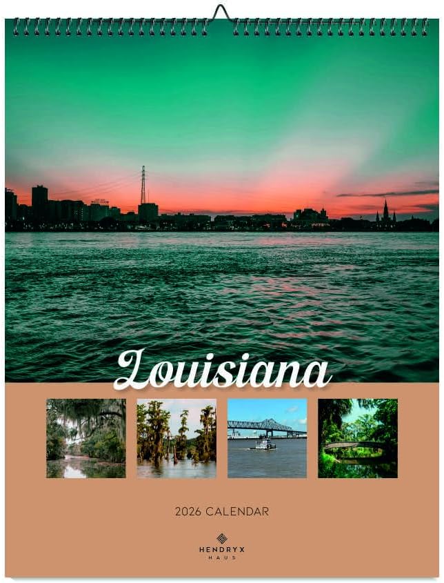 Louisiana 2026 Wall Calendar – 14.5x18.25” State Photography, 12-Month Scenic Travel Calendar