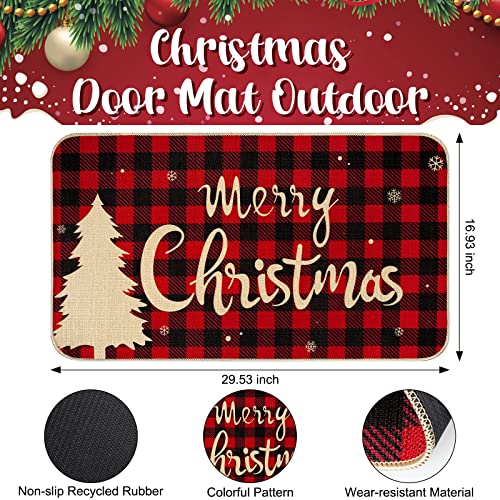 Christmas-Door-Mat-Merry-Christmas-Outdoor-Mat-Non-Slip-Buffalo-Plaid-Christmas-Doormat-Outside-Decorations-Washable-Front-Door-Christmas-Welcome-Mat-for-Indoor-Kitchen-Bathroom-Outdoor-Entrance Christmas Door Mat Merry Christmas Outdoor Mat Non Slip Buffalo Plaid Christmas Doormat Outside Decorations Washable Front Door Christmas Welcome Mat for Indoor Kitchen Bathroom Outdoor Entrance