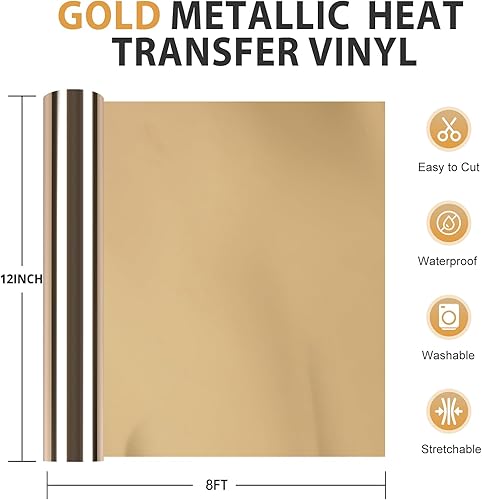 Miniatura 212 de HTVRONT - Rollo de vinilo termotransferible, 12 in x 8 ft, para diseños en camisetas, fácil de cortar y despegar, para planchar y máquinas Cricut