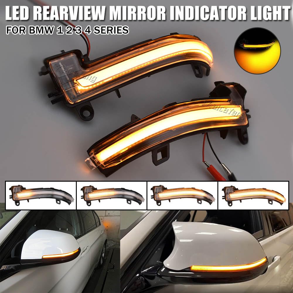 dinamiche indicatori di direzione una coppia specchio luci led per F20 F21 LCI F22 F23 F87 M2 F30 LCI F31 LCI F34 GT F32 F33 F36 i3 I01 X1 E84 Serie 1 2 3 4 (Trasparente)
