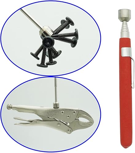 Miniatura 4 de Herramienta de recogida magnética telescópica, palo magnético de 5 libras, imán extensible de 24 pulgadas con clip de bolsillo