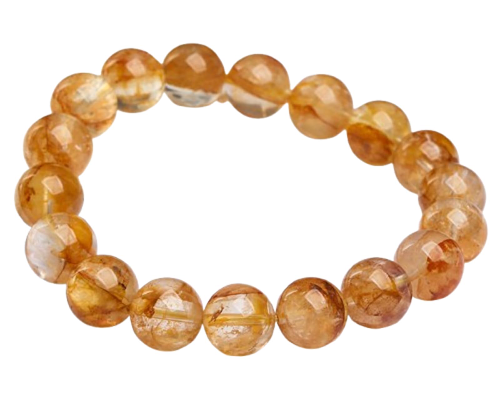 Braccialetti di Perline in Pietra Naturale per Compleanni, Bracciale Elastico Yoga con Fiori di Gomma Gialla, Gioielli in Cristallo di Quarzo Fatti a Mano per Uomini e Donne,10~11mm