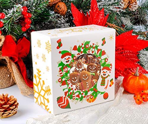 24 PACK Christmas Bakery Boxes with Window Cookie Boxes for Gift Giving 6x6x3 inch by NPLUX (White) - Thumbnail 7