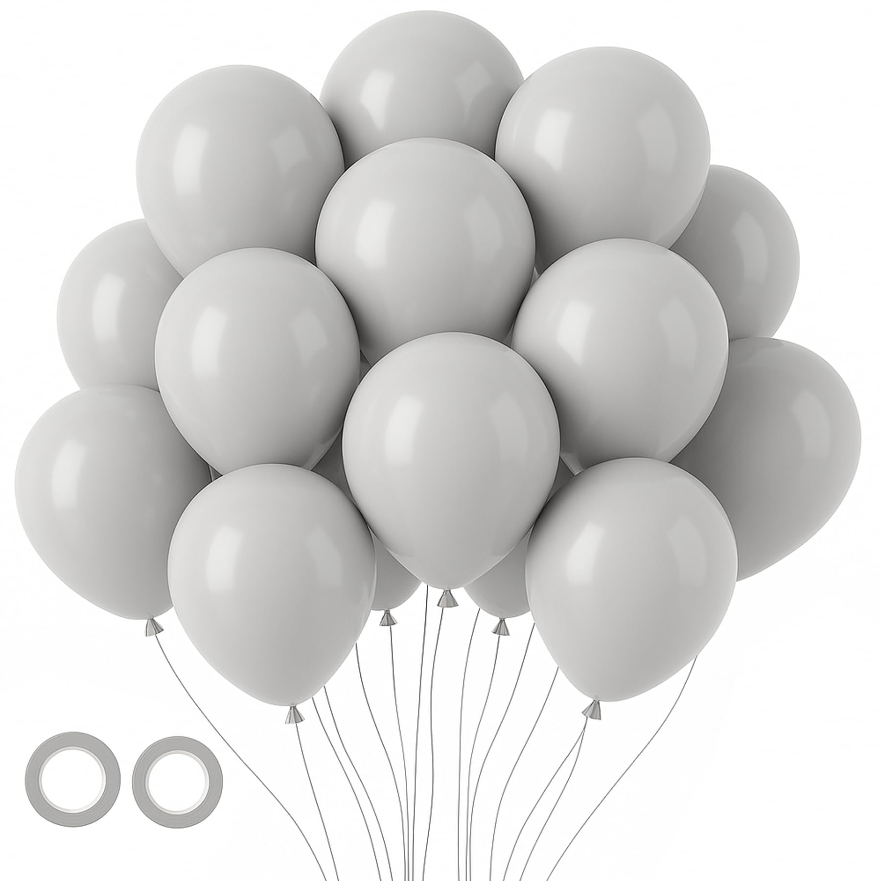 Voircoloria Light Gray Balloons 105pcs 12inch Party Latex Balloons | Value Pack for Indian Birthdays - main product image