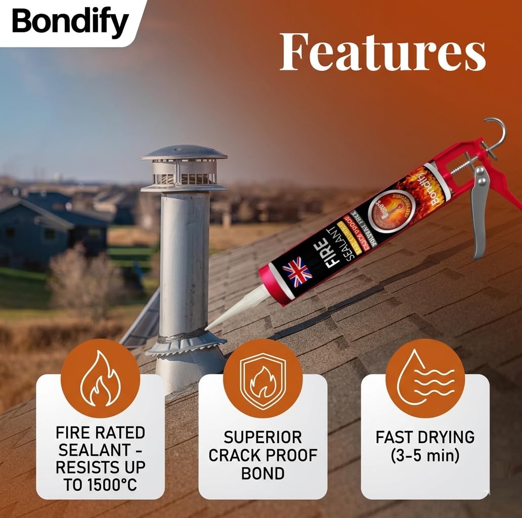 Sigillante Refrattario Nero Fino a 1500° Silicone Alte Temperature 3 PZ SENZA SOLVENTI Sigillanti per Caminetto e Forno, Malta Cemento Refrattario per Barbecue, Stufe, Caldaie Piani Cottura