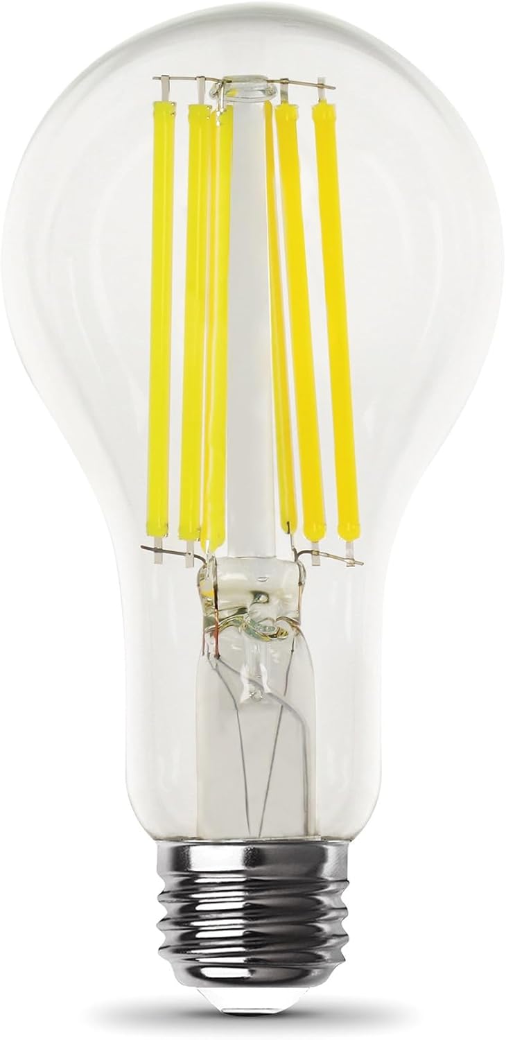 Feit Electric A21 LED Filament Light Bulb, 150W Equivalent, 2605 Lumens, Bright White 3000K, Dimmable, E26 Base, Clear Glass Decorative Vintage Style, 15,000-Hour Lifetime, OM150DM/CL/830/FIL