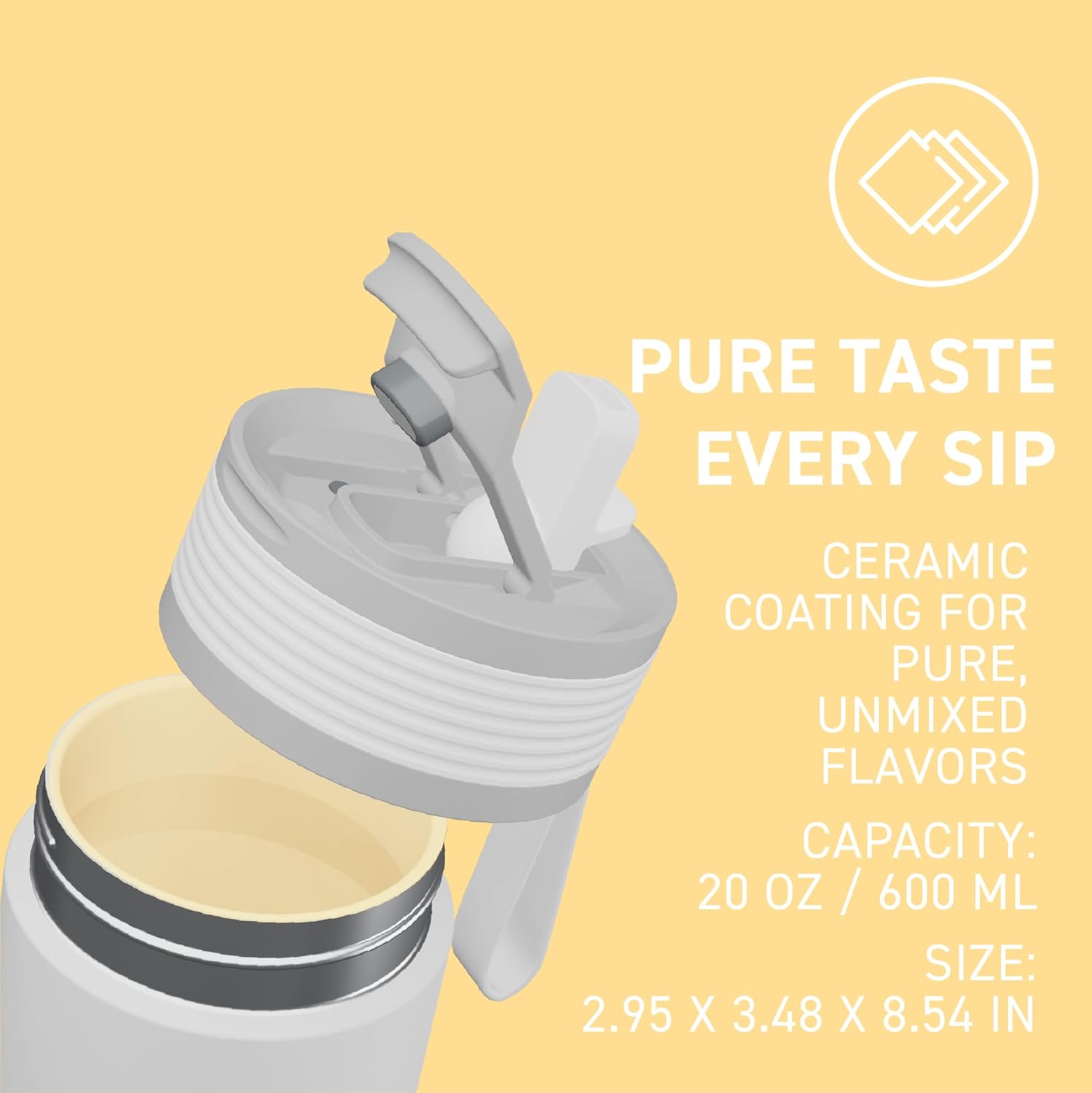 Asobu 20oz Ceramic Lined Insulated Water Bottle for Hot and Cold Drinks with 2-in-1 lid - Durable Travel Bottle with Leak-Proof Lid, Double-Wall Stainless Steel, Keeps Flavors True - Image 2