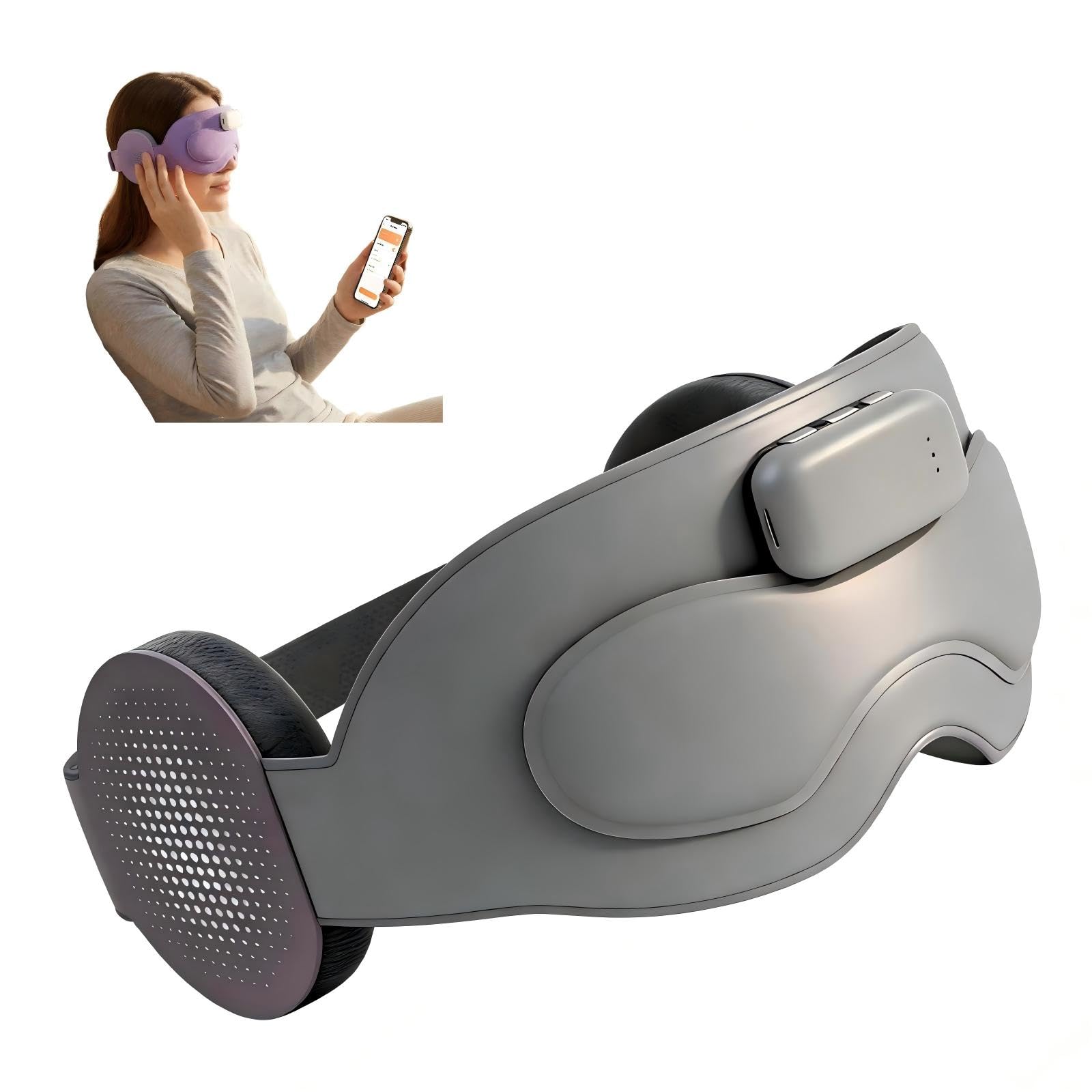 AI Sleep Mask with Headphones CKGO-A5 Smart Sleep Aid Machine with Sleep Monitoring APP Control White Noise Meditation