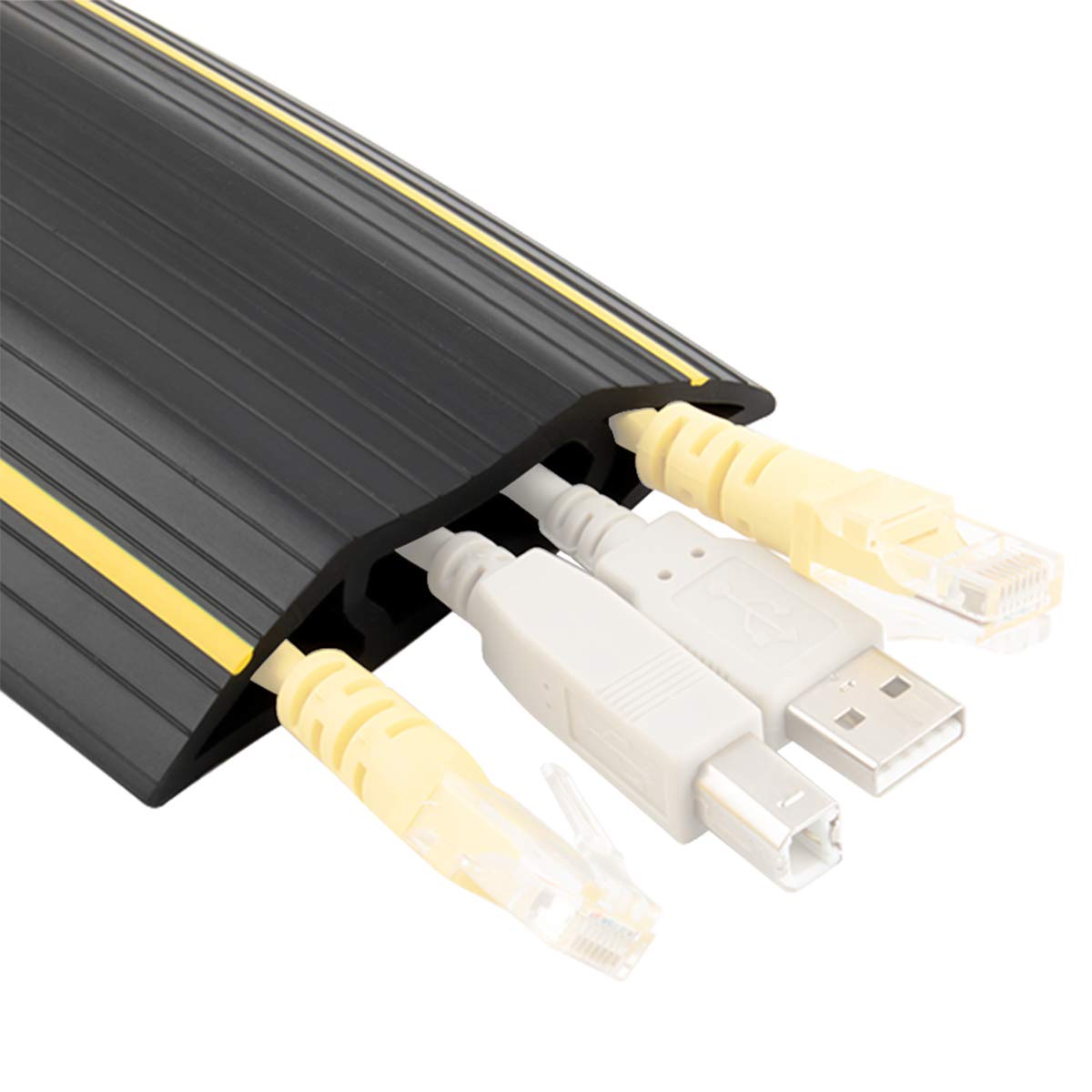 20Ft Floor Cable Cover, Floor Cord Protector 3 Channels Contains Cords, Cables and Wires, Perfect for Office, Home, Workshop, Warehouse, Concert, or