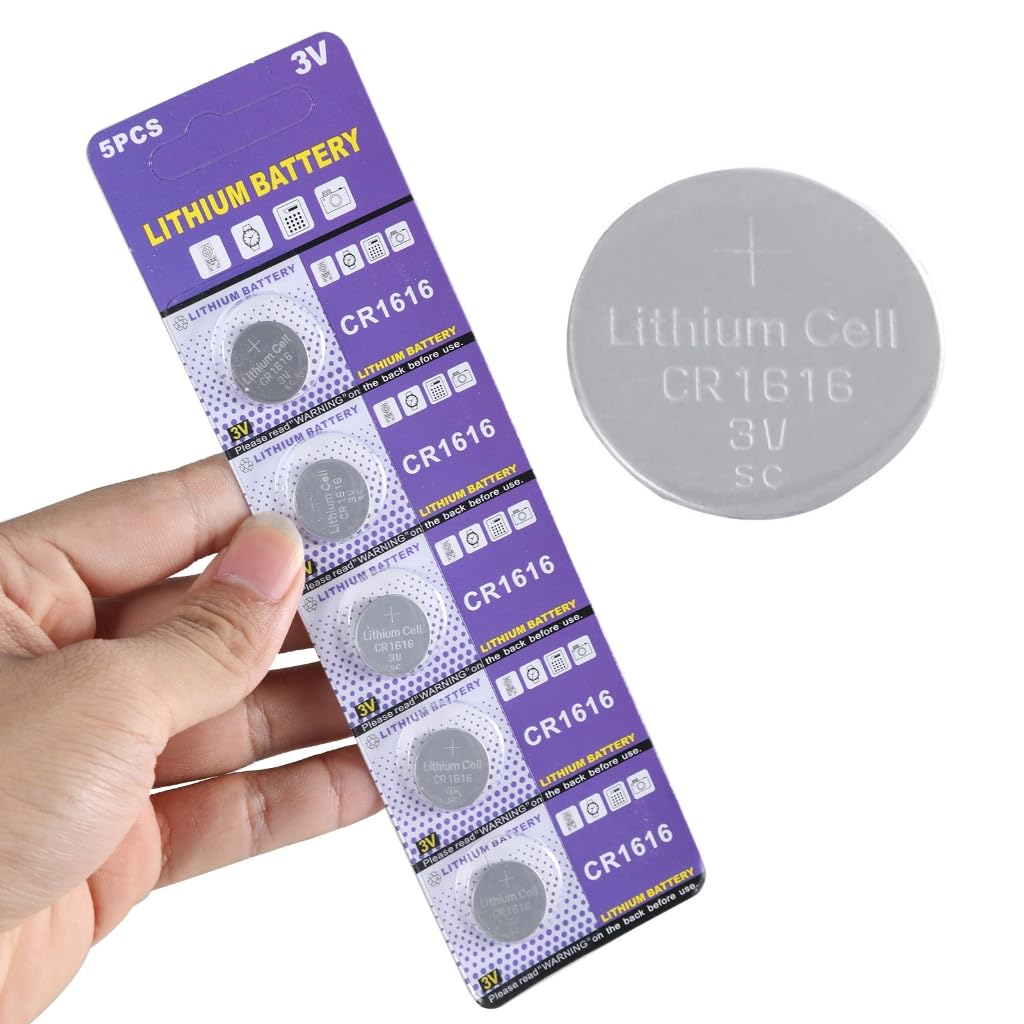 5 batterie a bottone CR1616 da 3 V al litio per orologi e sensori di temperatura