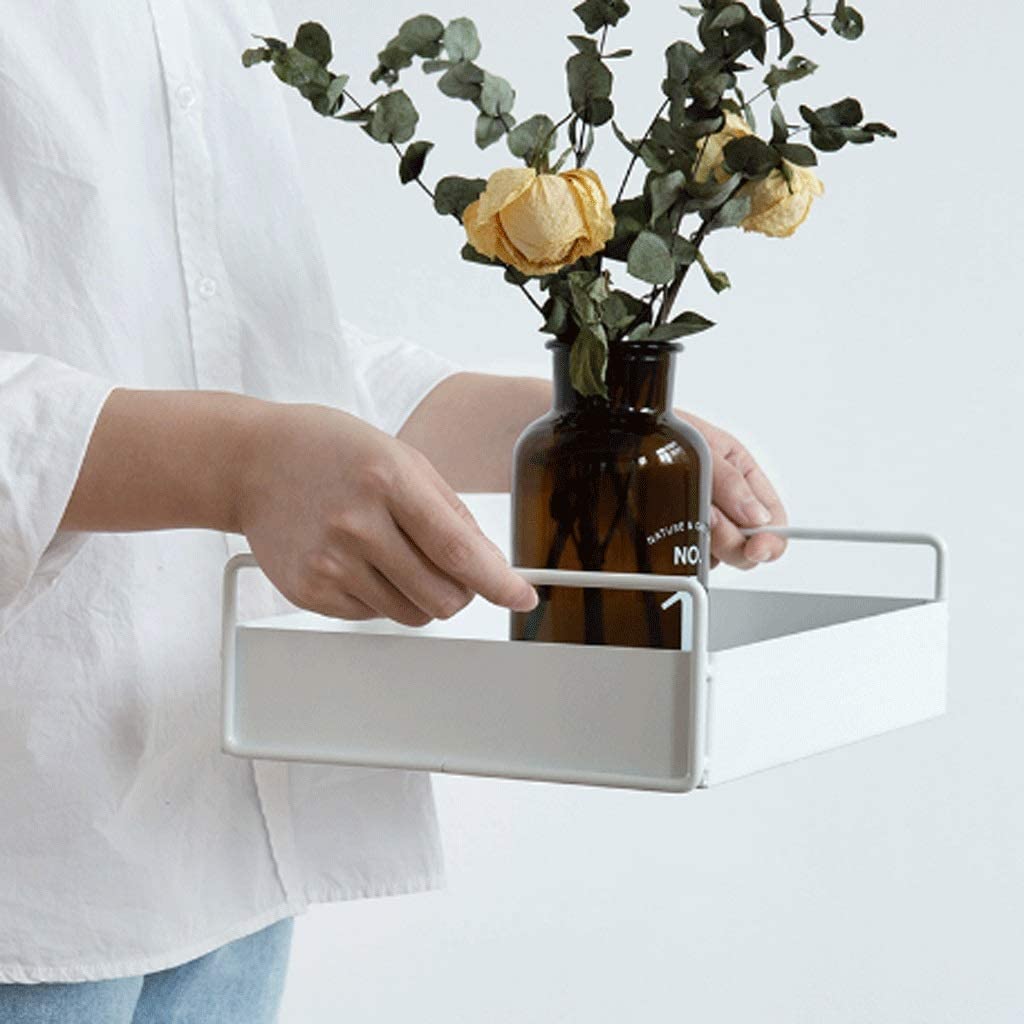 Bandejas Bandeja de baño, estante de almacenamiento para encimera de cocina, mesa de centro blanca con asas, bandeja de tocador, organizador de cosméticos, bandeja de almacenamiento Multifunción