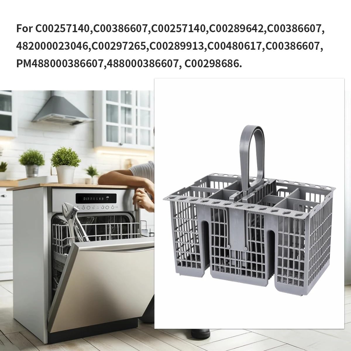 Cesta for cubiertos de lavavajillas Whir-lpool, Ikea 488000386607, 996738729, C00257140, C00386607