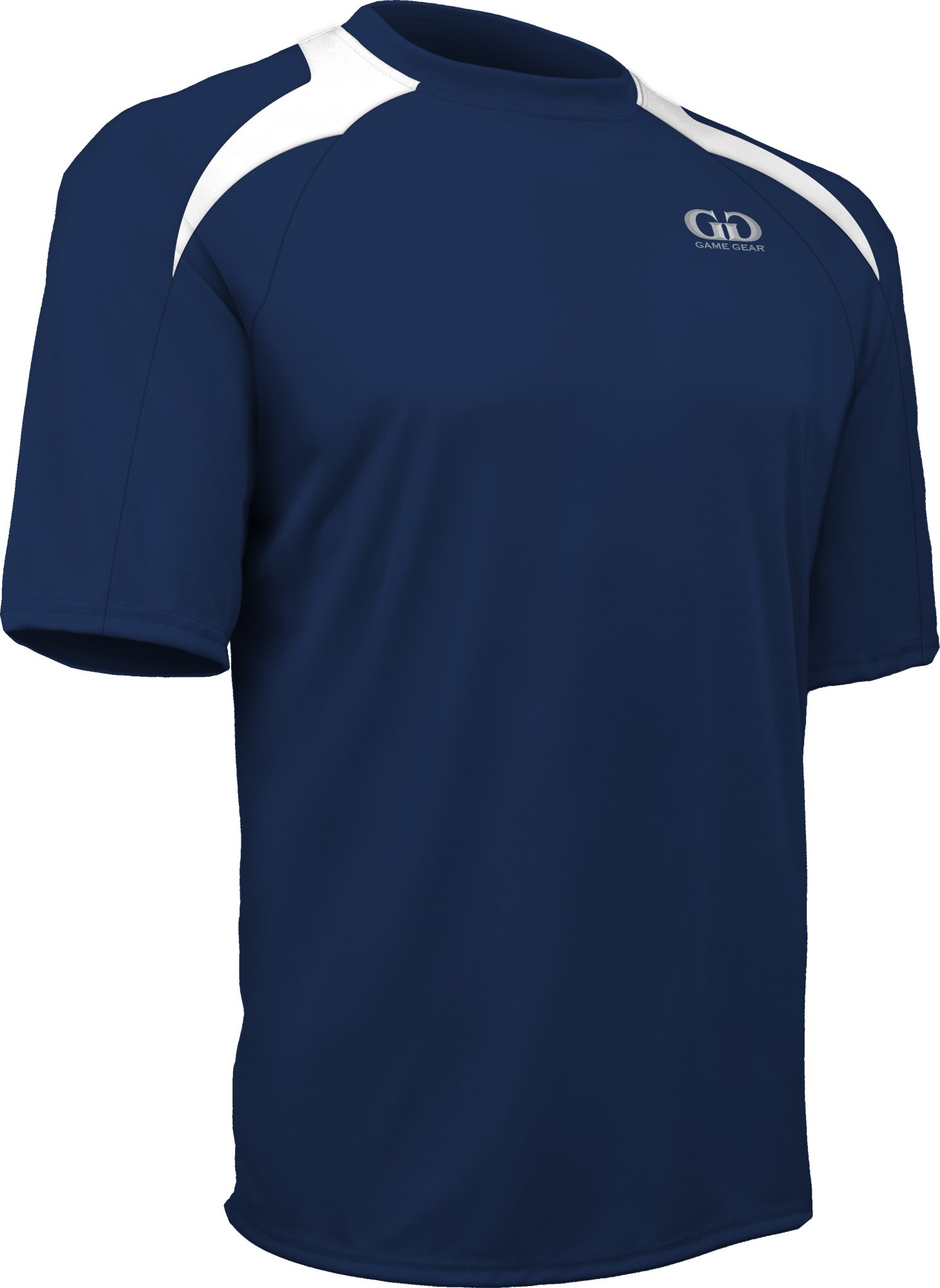Game Gear PT-818SY-CB Youth Performance Loose Fit Athletic Shirt with White Lightning Shoulder Panel-Leisure and Sport Competition (Youth Medium, Navy/White)