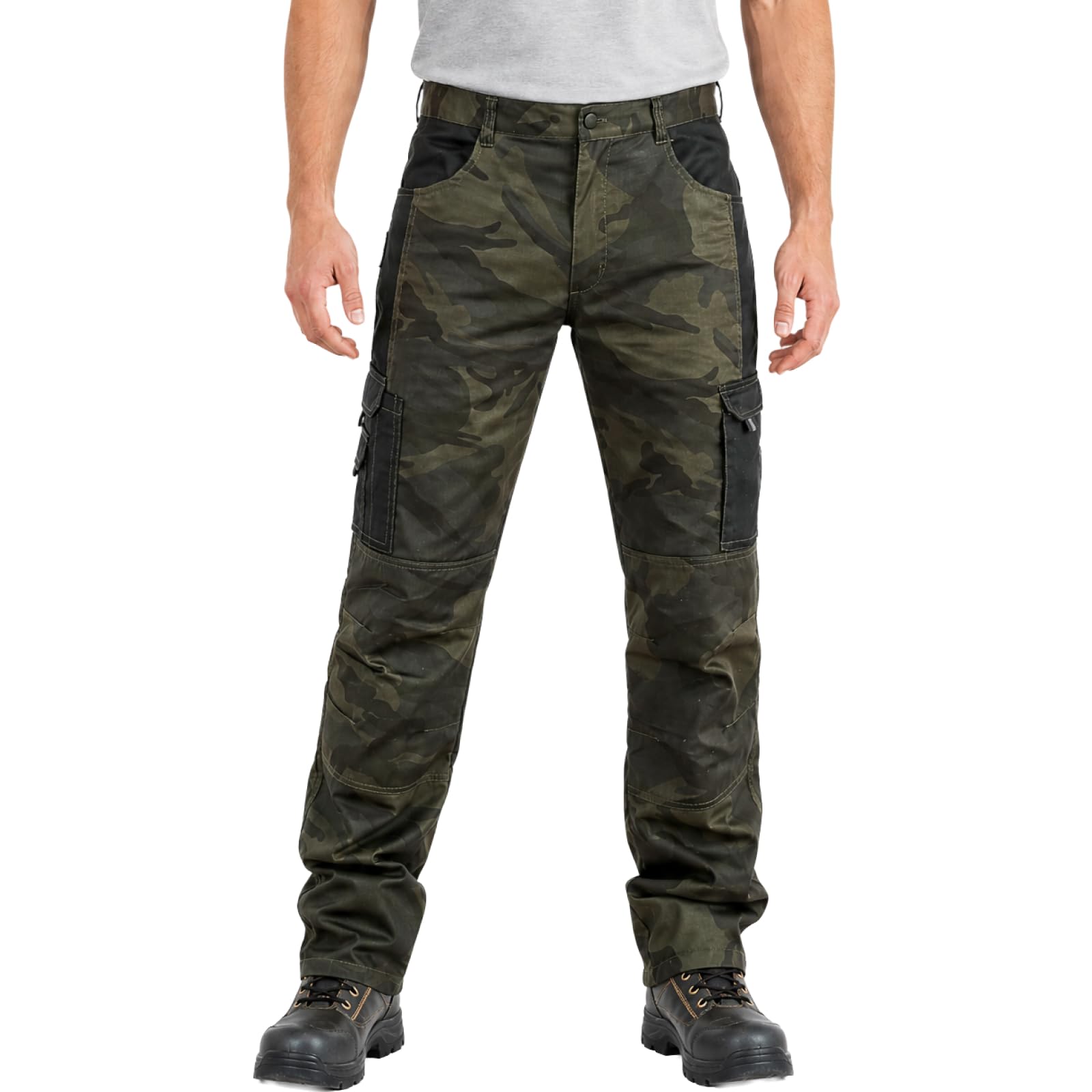 WORK IDEA - Pantaloni Cargo da Lavoro da Uomo, con Tasche Interne al Ginocchio